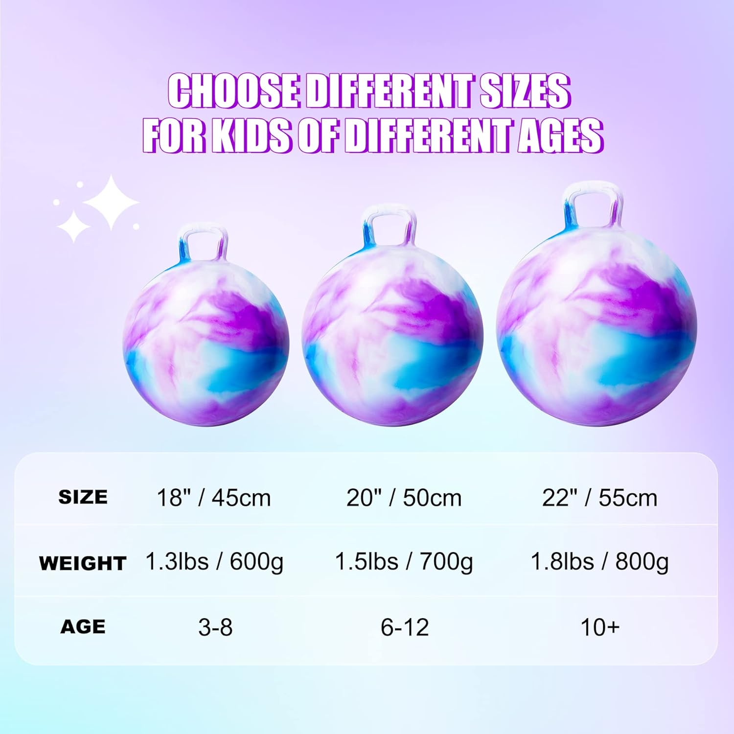 Thumbnail 4 de ZOOJOY Hopper Ball (18-inch) with Handle, Inflatable Clouds Bouncer for Kids Aged 3–8