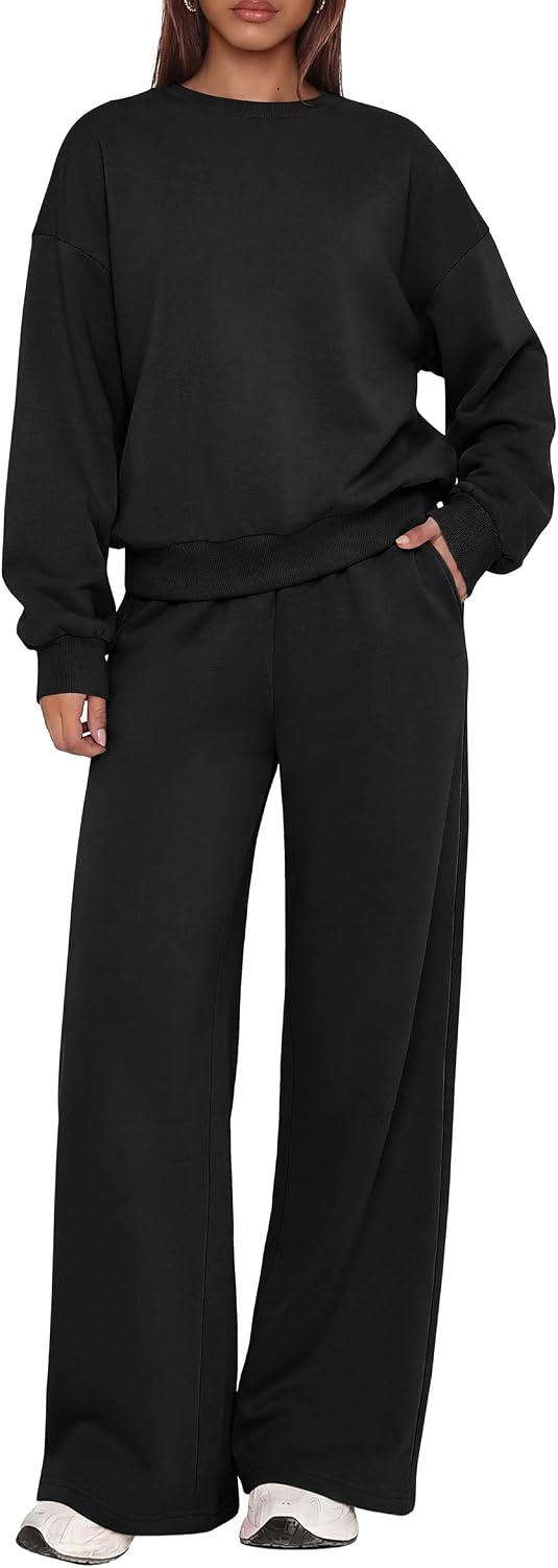 Thumbnail 6 de PRETTYGARDEN Women's Two-Piece Lounge Set with Fleece Interior and Wide-Leg Pants