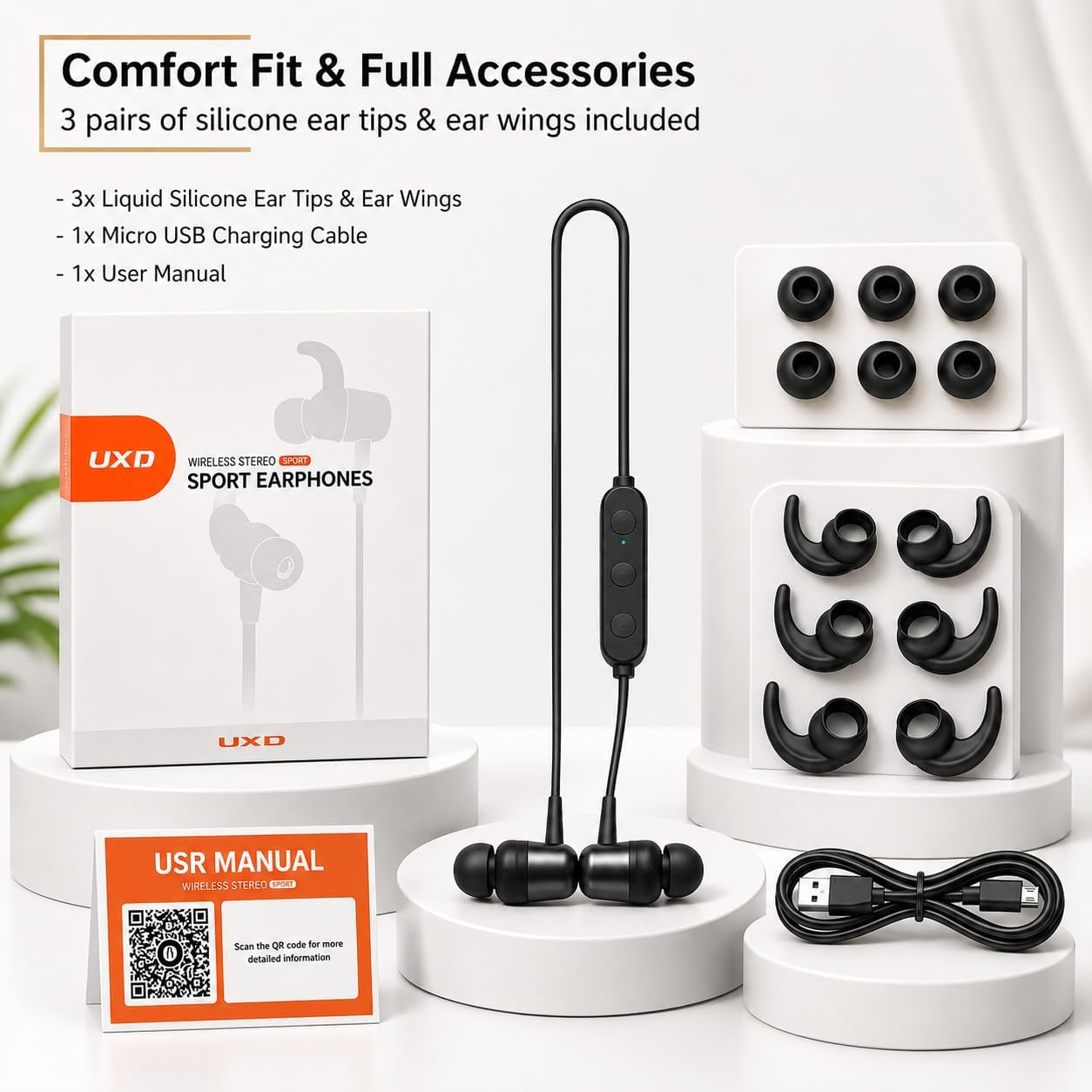 Thumbnail 6 de UXD Wireless Bluetooth Neckband Headphones with Magnetic In-Ear Tips