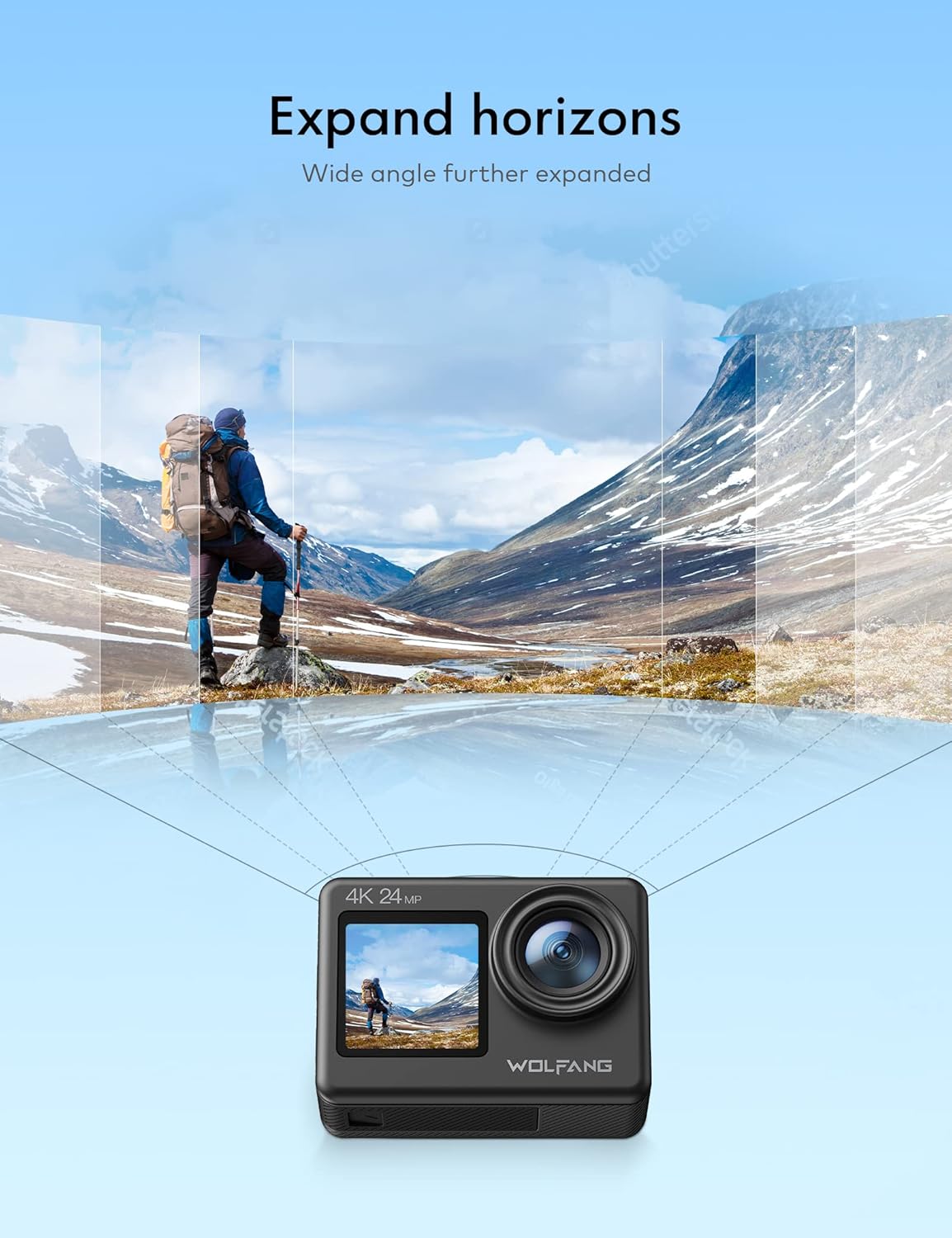 Thumbnail 2 de WOLFANG GA200 Action Cam 4K 24MP Unterwasserkamera mit WiFi, EIS & Touchscreen (Kit mit Zubehör)