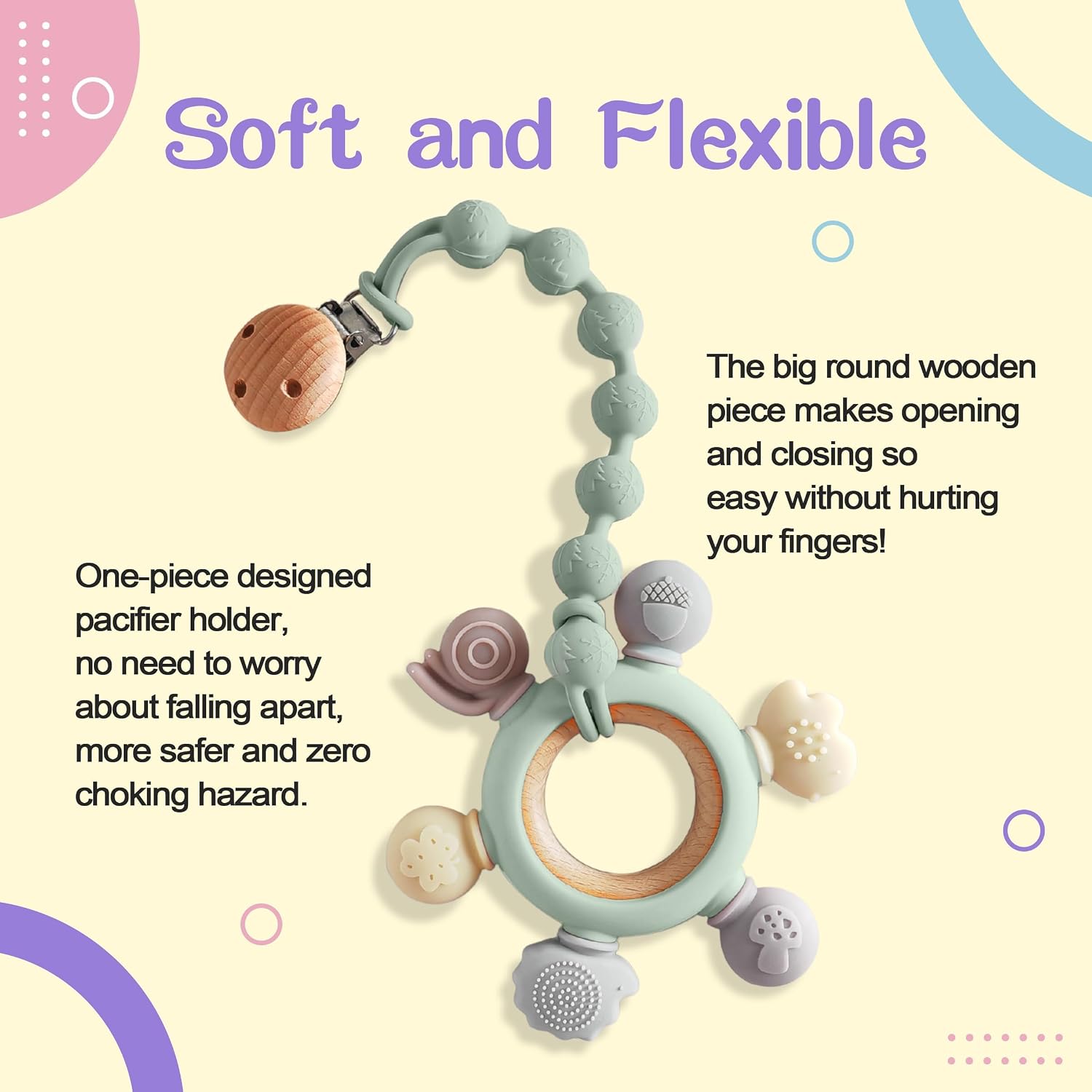 Thumbnail 4 de MumEZ Dummy Clip – 2 Pcs Premium Silicone Dummy Clip (Cream White + Purple) for Babies