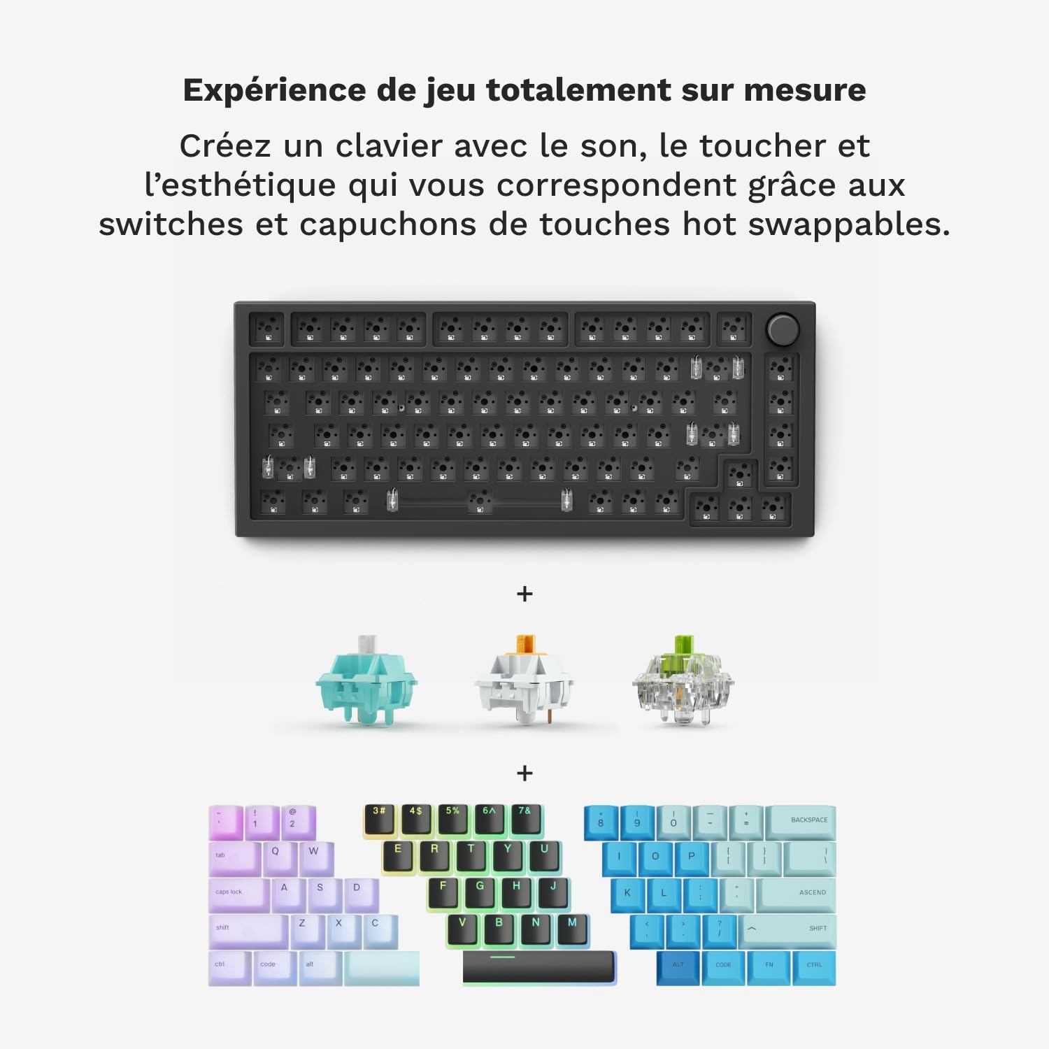 Detalle de GLORIOUS GMMK Pro 75% Barebones – Clavier mécanique modulaire ANSI noir