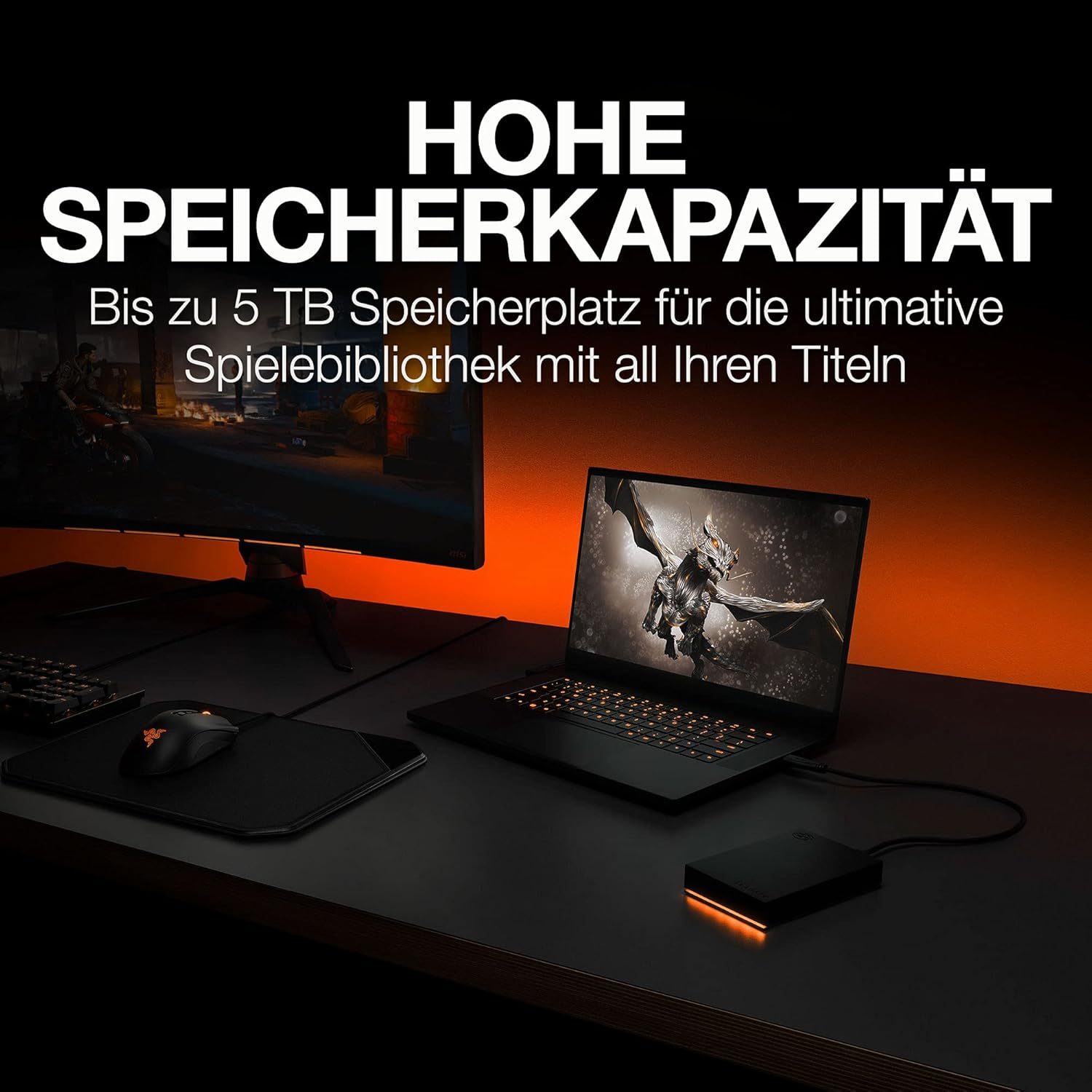 Thumbnail 4 de Seagate FireCuda Gaming HDD 5TB (STKL5000400) – tragbare externe Gaming-Festplatte mit USB 3.2 Gen 1 und RGB-LED