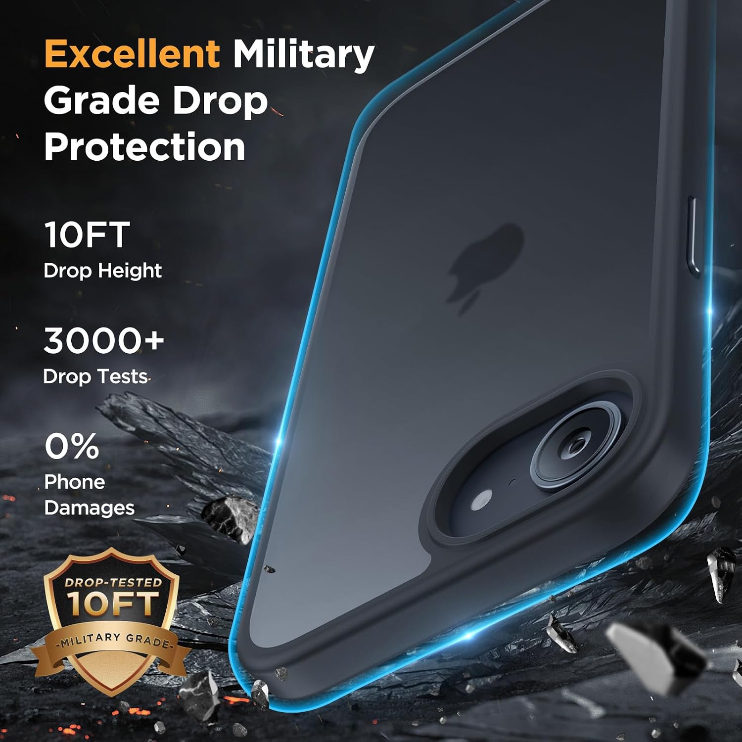 Detalle de Miracase for iPhone 17e/16e Case with 2x Screen Protectors — Military-Grade Protection in a Slim, Translucent Matte