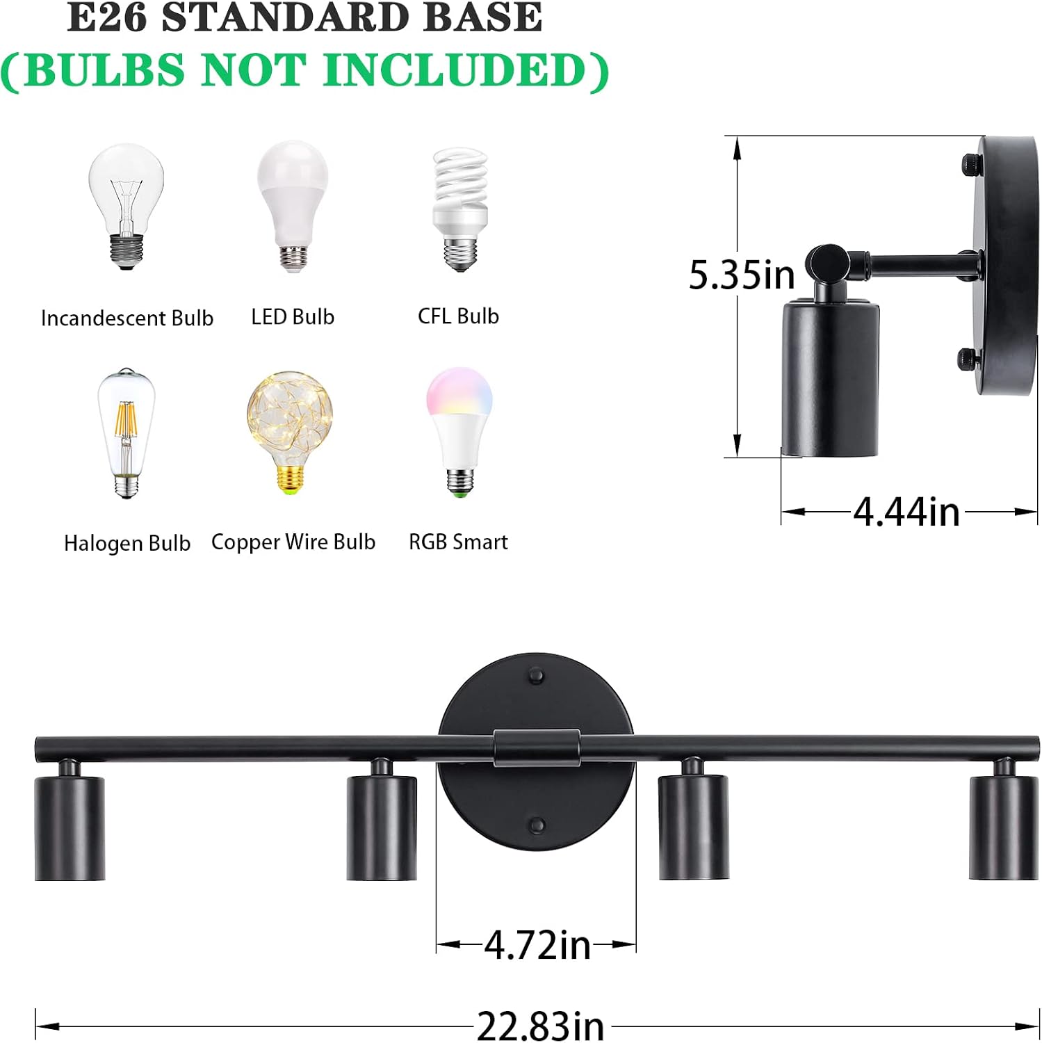 Detalle de YLCHYTDZSW B0098 4-Light Black Vanity Wall Sconce with Clear Glass