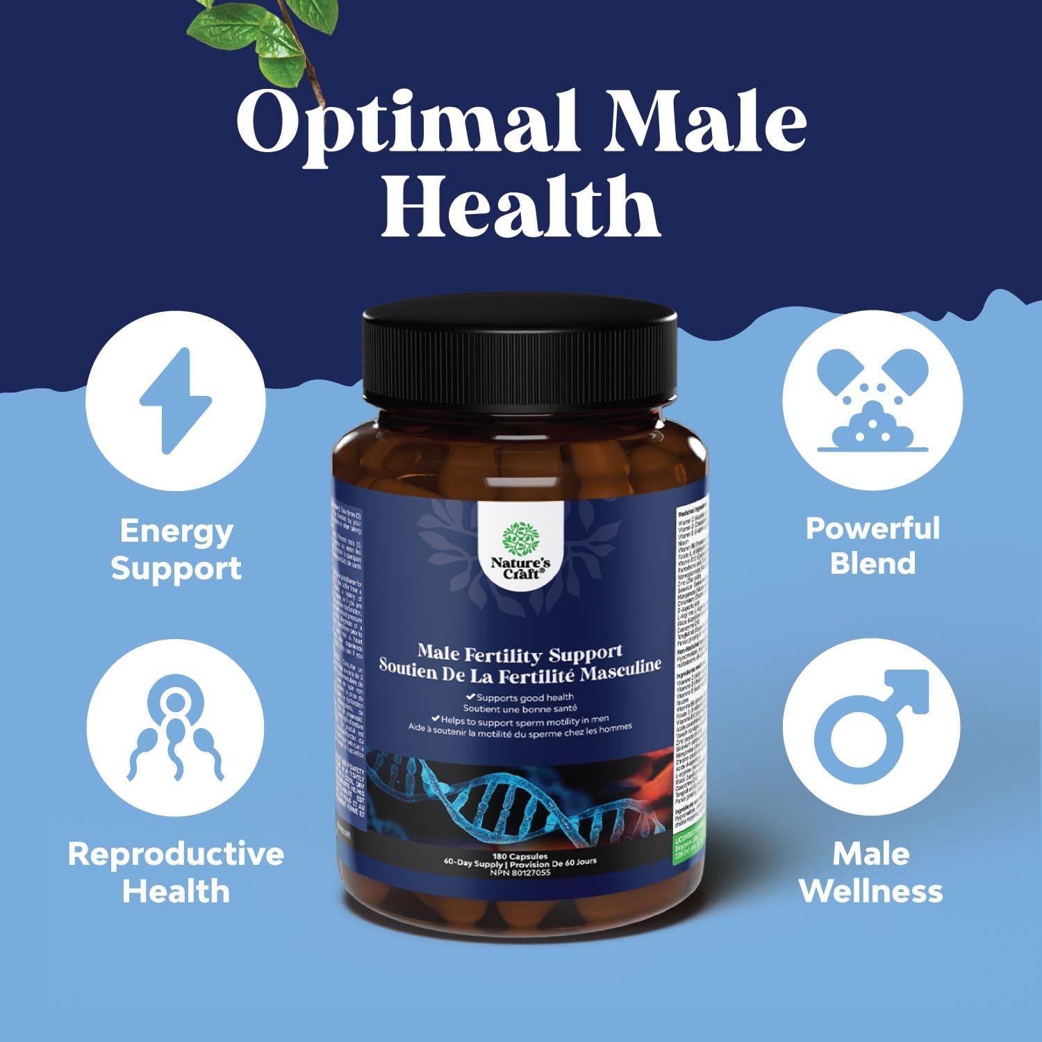Detalle 2 de Natures Craft LE Male Pre-Conception Supplement, 180 Capsules with CoQ10 & Maca