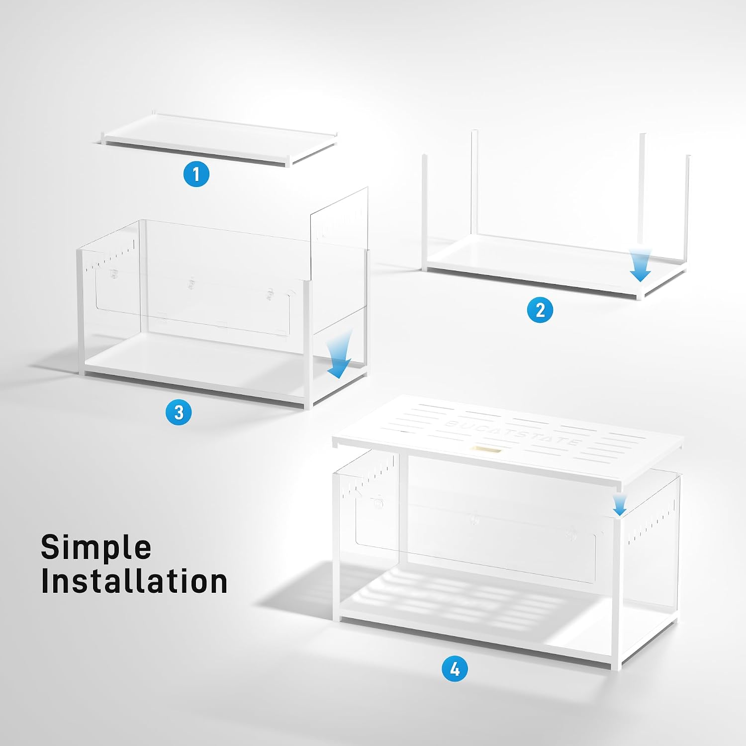Thumbnail 6 de BUCATSTATE Hamsterkäfig Metall 2,0, stapelbar mit Doppeltür – 100 × 50 × 52,5 cm (ca. 0,5 m²), Weiß