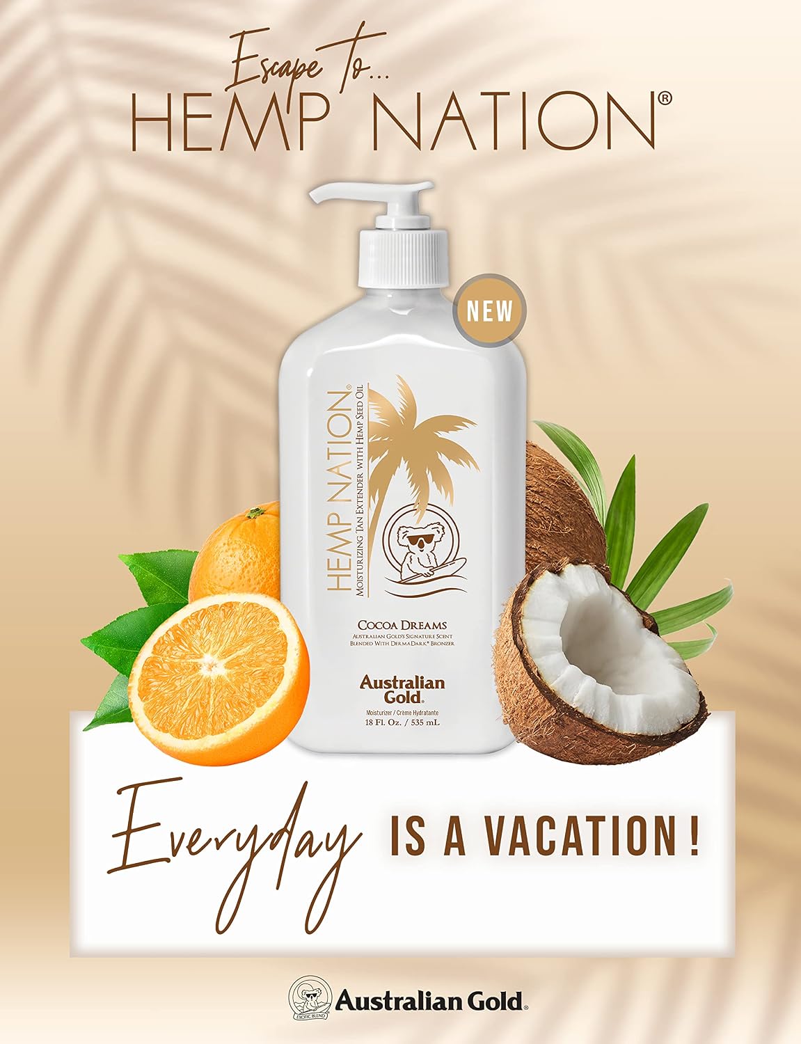 Detalle 2 de Australian Gold 11146 Hemp Nation Cocoa Dreams Tan Extender with DermaDark Bronzer, 18 oz