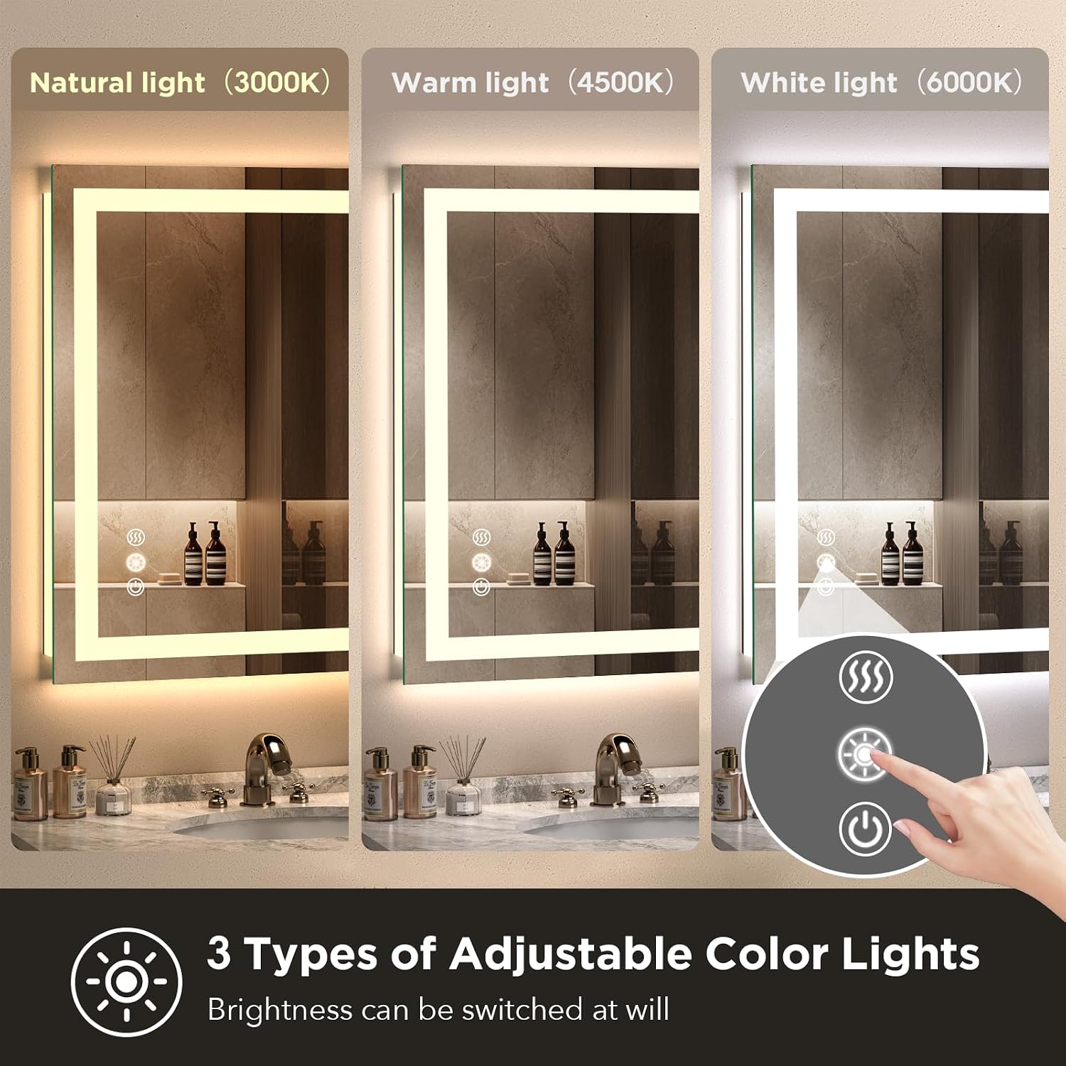 Detalle de Xittoko LED Bathroom Mirror 24 x 32 Inch