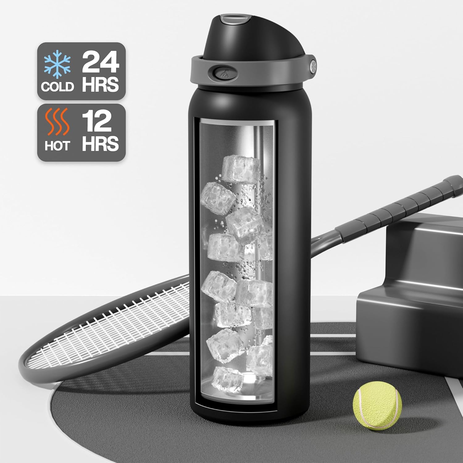 Thumbnail 2 de POWCAN 40 oz Insulated Water Bottle for Men with Push-Button Spout & Quick-Flip Straw