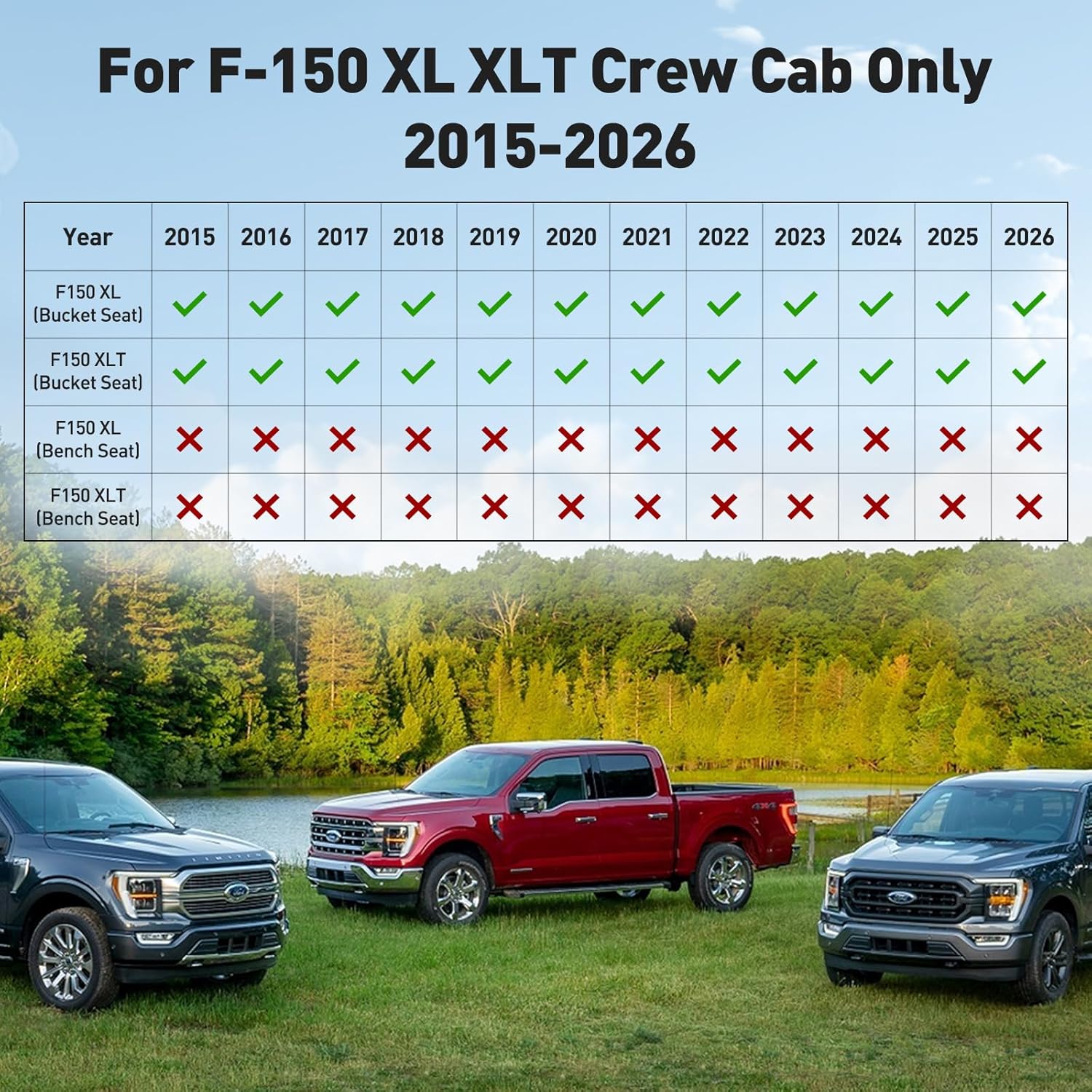 Thumbnail 2 de DiffCar Custom Fit Leather Waterproof Seat Covers for Ford F-150 SuperCrew/Crew Cab (2015-2023, 2024-2026)