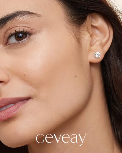 Thumbnail 6 de Geveay Silver Earring for Women: Hypoallergenic Sterling Silver Stud with Cubic Zirconia