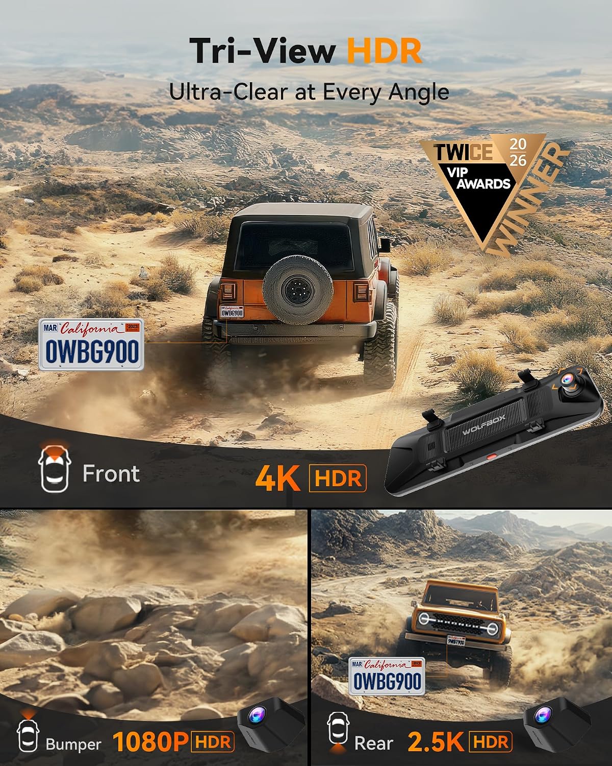 Detalle 2 de WOLFBOX G900 Tripro 256GB 4K Dash Cam