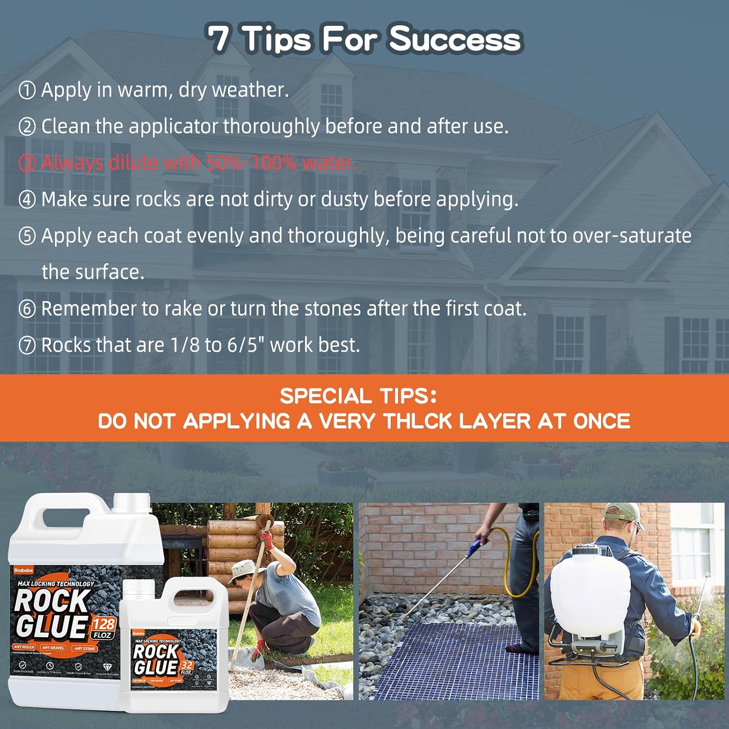 Detalle de Shabebe Rock Glue for Landscaping, 1-Gallon Clear-Drying Gravel Binder