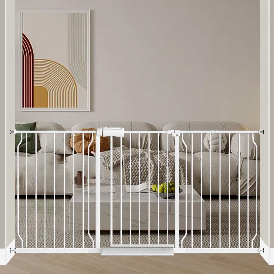 Detalle de Fairy Baby W046White Extra-Wide Auto-Close Metal Safety Gate, 67–71.5 Inches