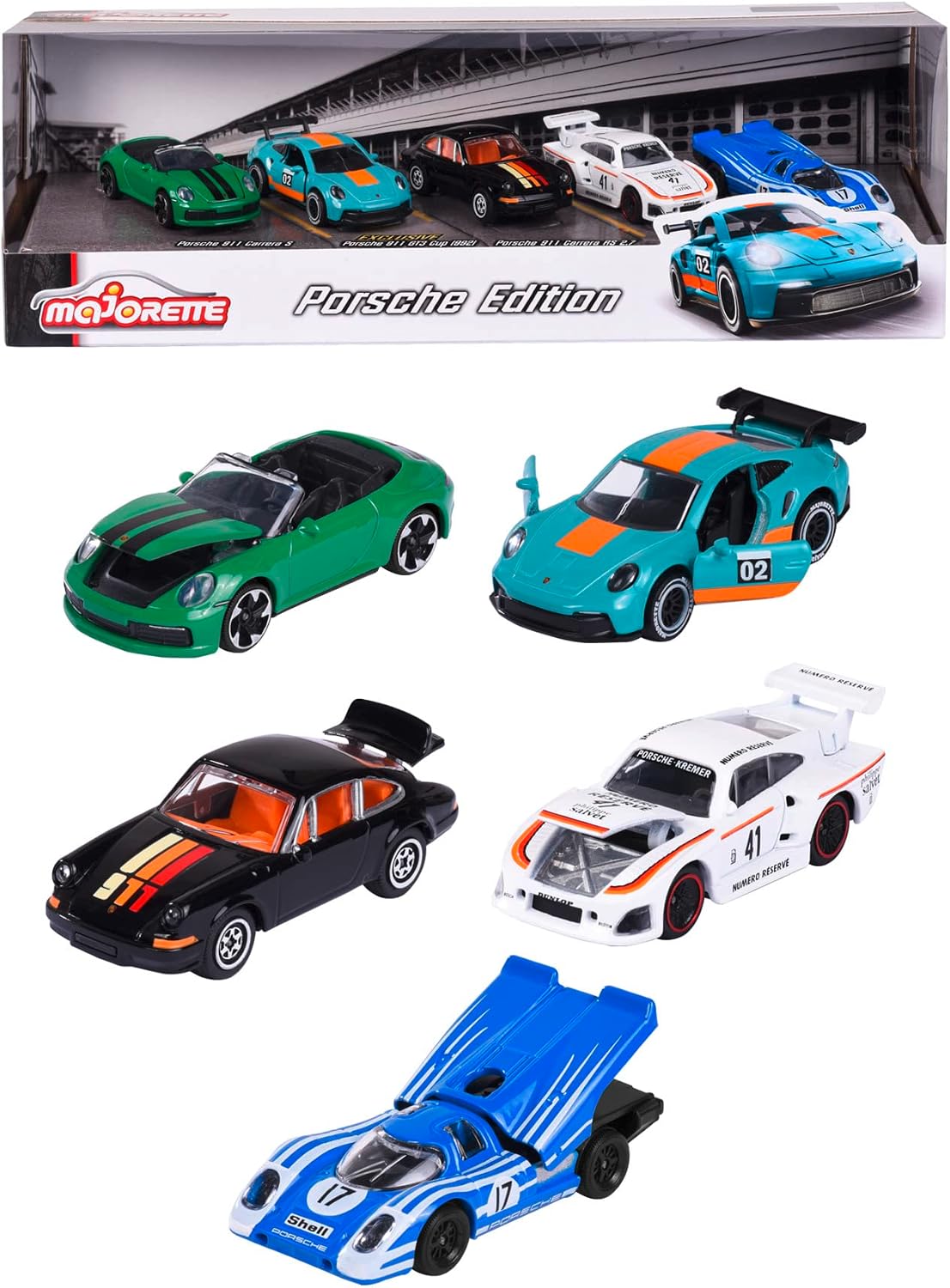 Detalle de Majorette 212053172 – zestaw 5 metalowych samochodzików Porsche 1:64