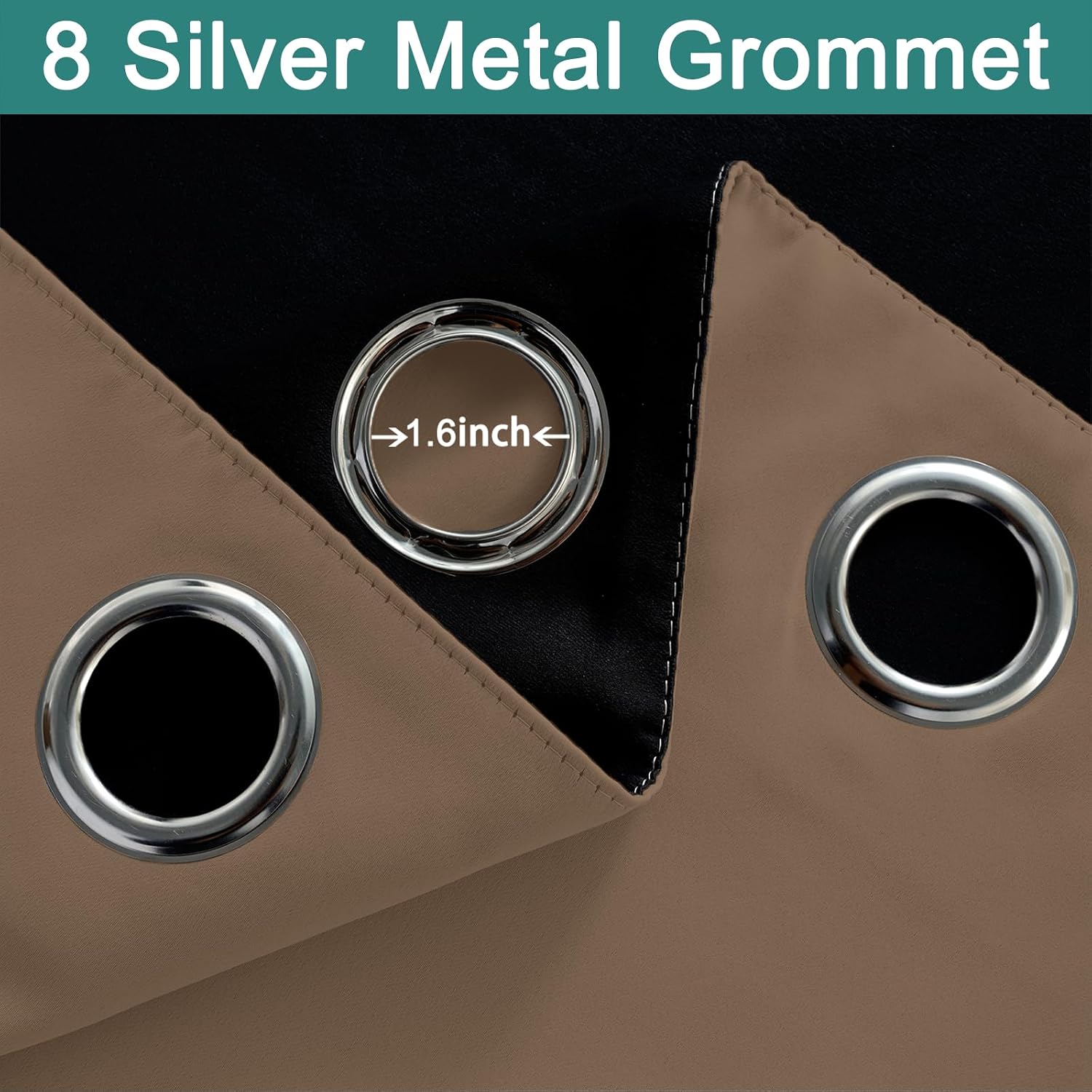 Thumbnail 6 de Yakamok Khaki Blackout Curtains, 96-Inch, 2-Layer Panels with Grommet Top