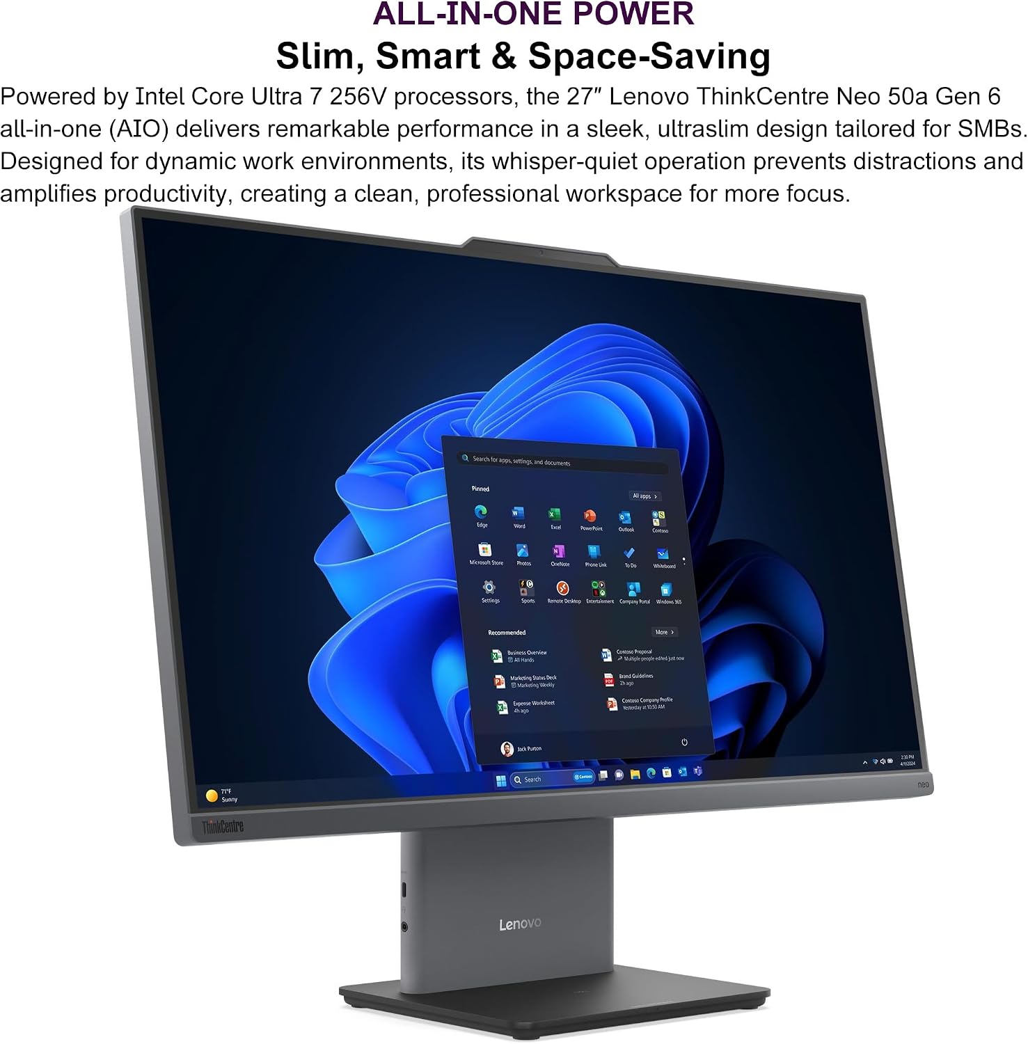 Detalle 2 de Lenovo all-in-one desktop ThinkCentre neo 50a Gen 6