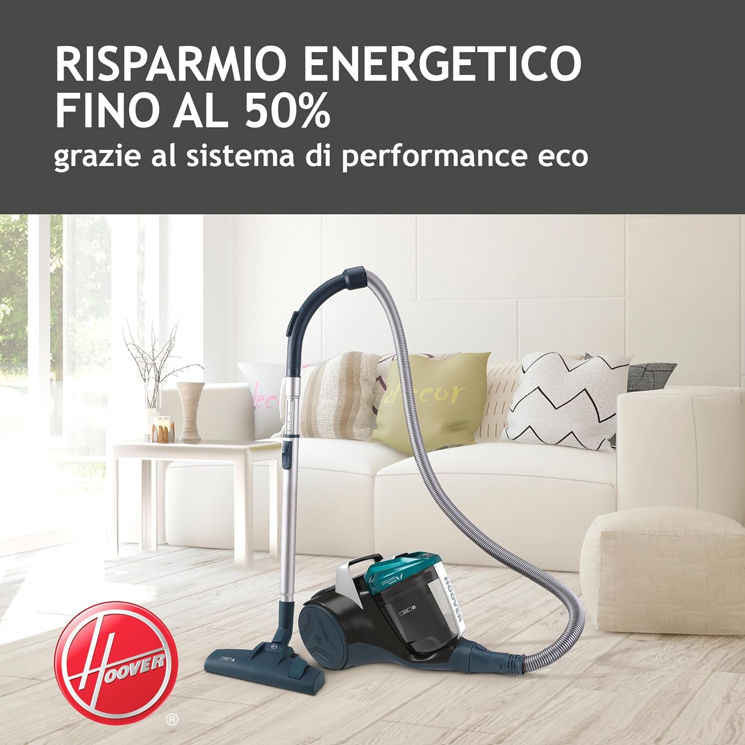 Thumbnail 1 de Hoover BR71_B30 – Aspirapolvere a traino ciclonico 700 W, 2 L, filtro EPA, 78 dB, spazzola per parquet, 2in1, Nero/Verde/Grey