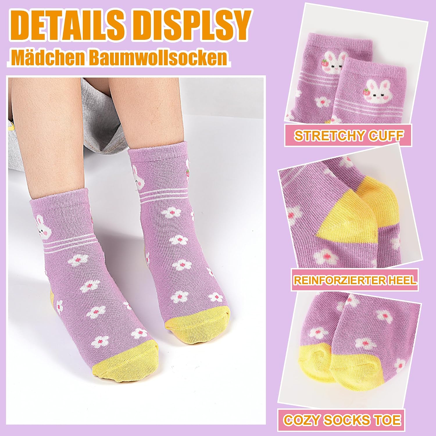 Thumbnail 3 de LAETBBE Mädchen Socken 12 Paar