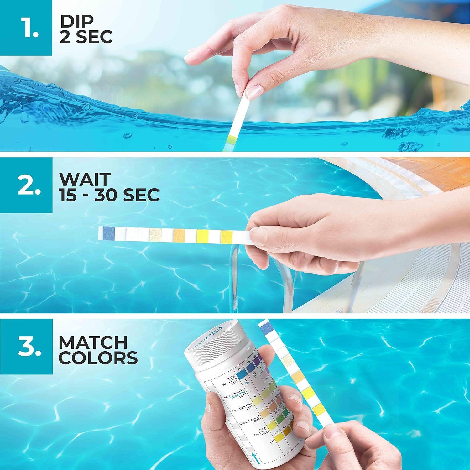 Thumbnail 2 de VARIFY 7 in 1 Pool and Spa Test Strips (100 strips) for chlorine, bromine, pH and more