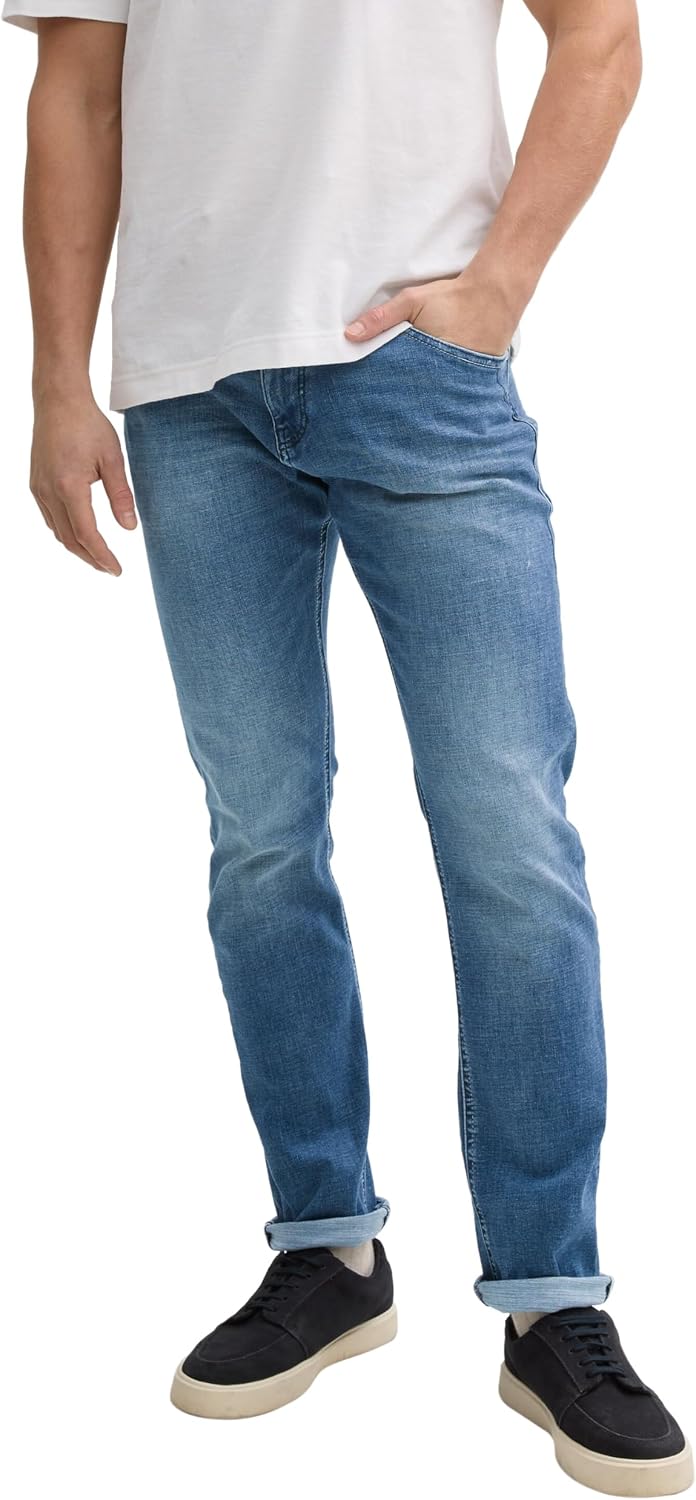 Detalle de TOM TAILOR 1044971 Jeans Josh Regular Slim da uomo a 5 tasche con elasticità e tecnologia Coolmax