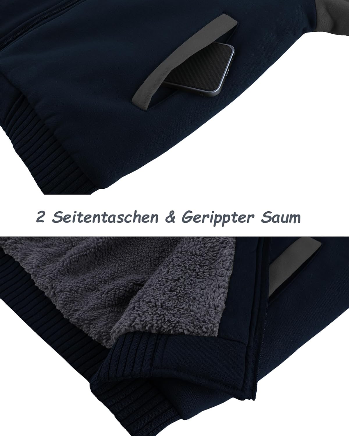 Thumbnail 4 de LLdress Giacca con Cappuccio da Uomo: felpa in pile imbottita, zip e tasche per outdoor invernale