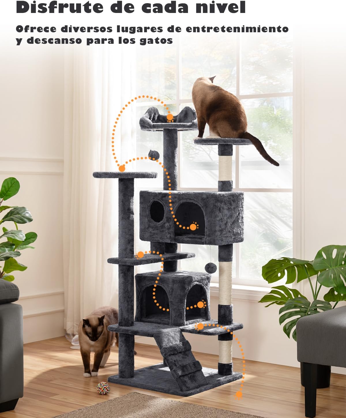 Detalle de Yaheetech Árbol rascador 139 cm para gatos