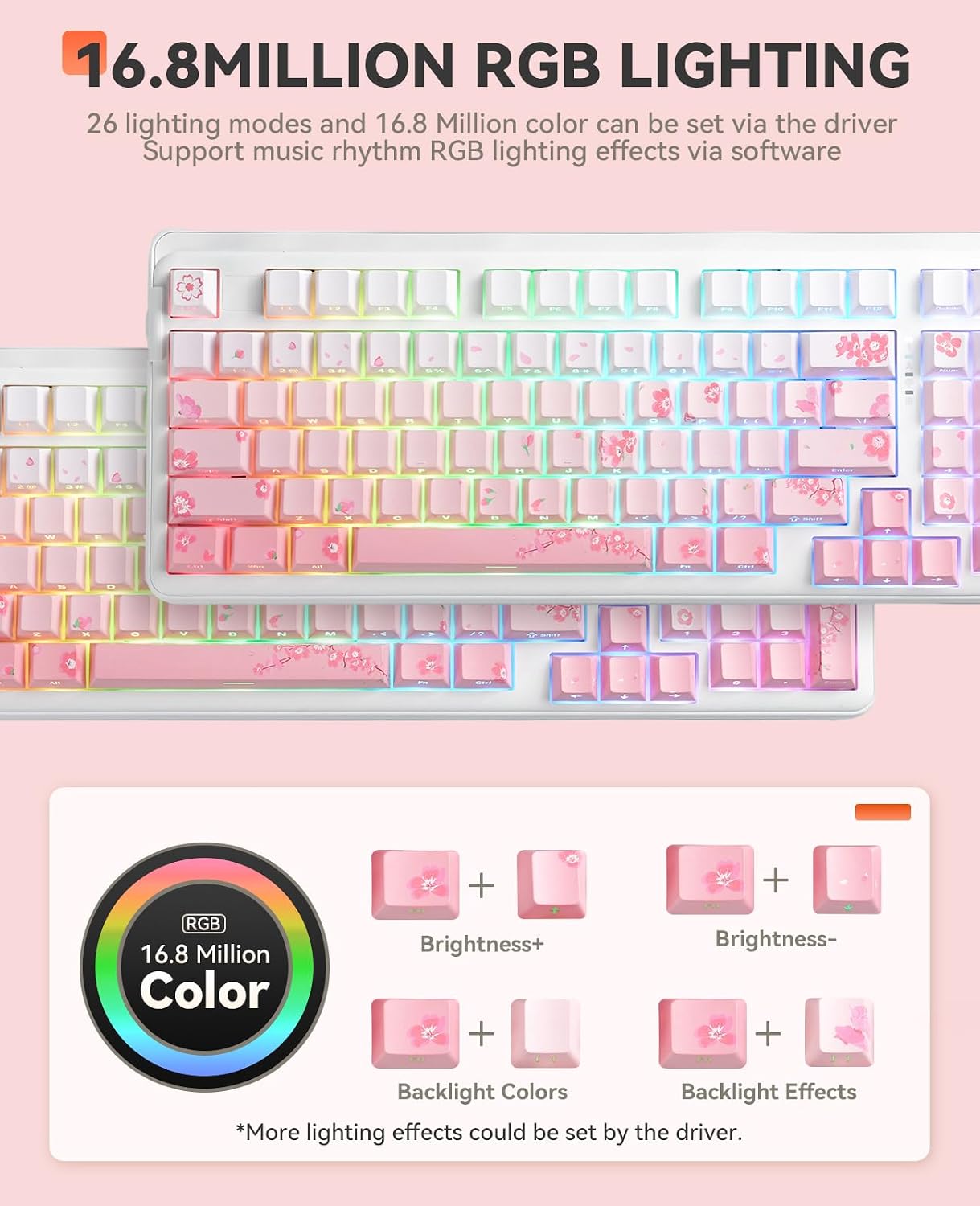 Thumbnail 4 de DAREU EK98PRO Sakura Pink Mechanische Gaming-Tastatur – 98% Layout, Gasket Mount, Hot Swap, 4000 mAh Akku
