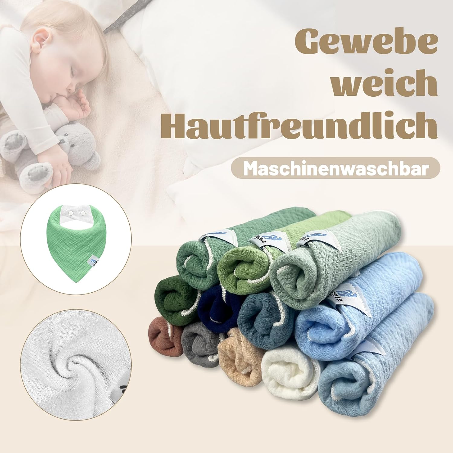 Detalle de Ghguole Babylätzchen 12er Pack 👶