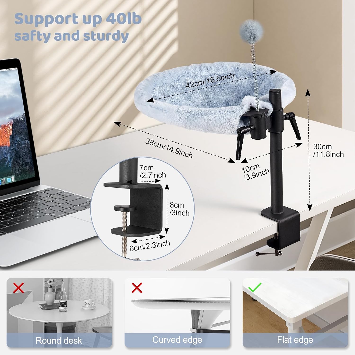 Thumbnail 4 de Odoland Cat Bed for Desk 41 lb capacity
