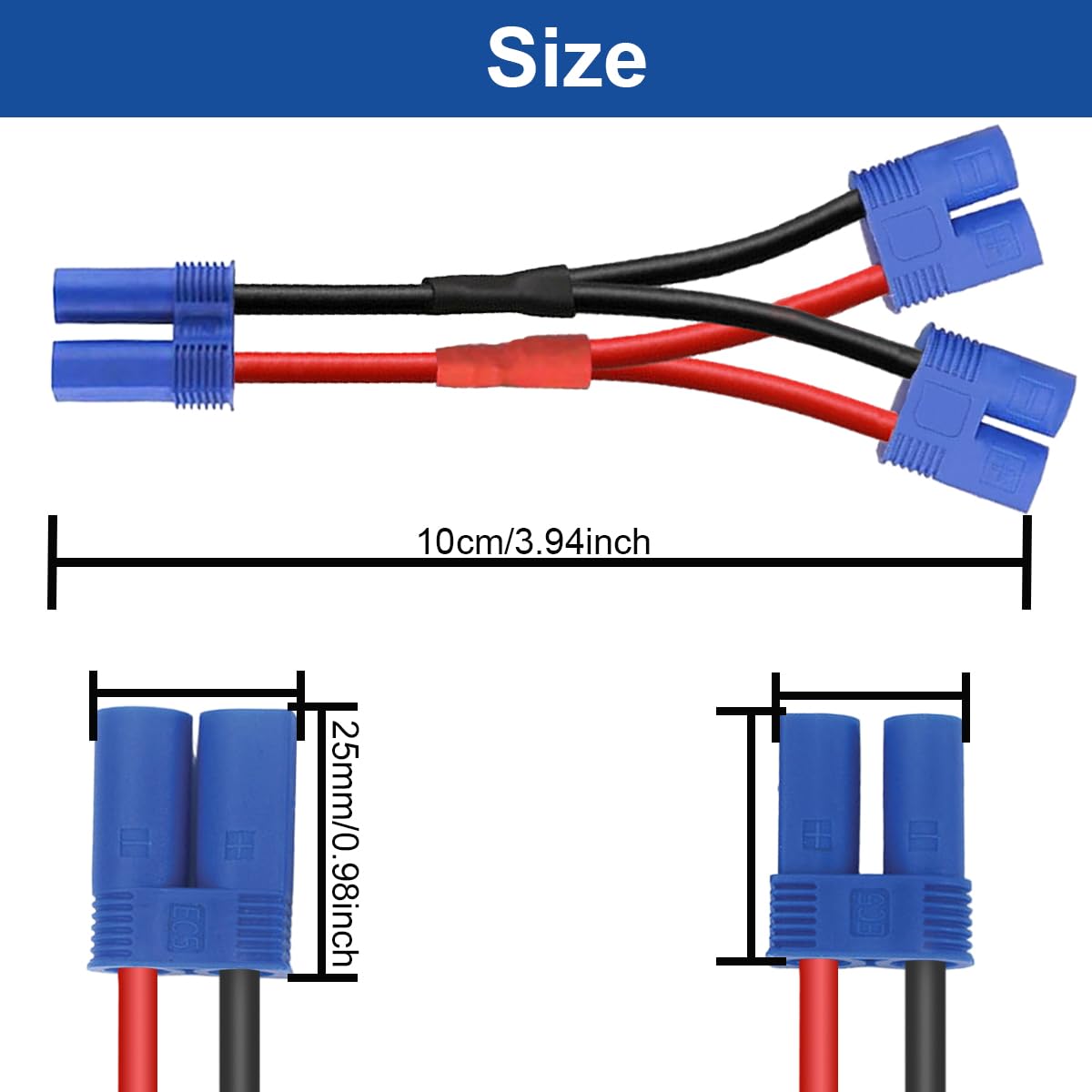 Thumbnail 6 de Xiatiaosann EC5 Plug Parallel Connector Cable Set (3 Pcs) — 1 Female to 2 Male, 10AWG