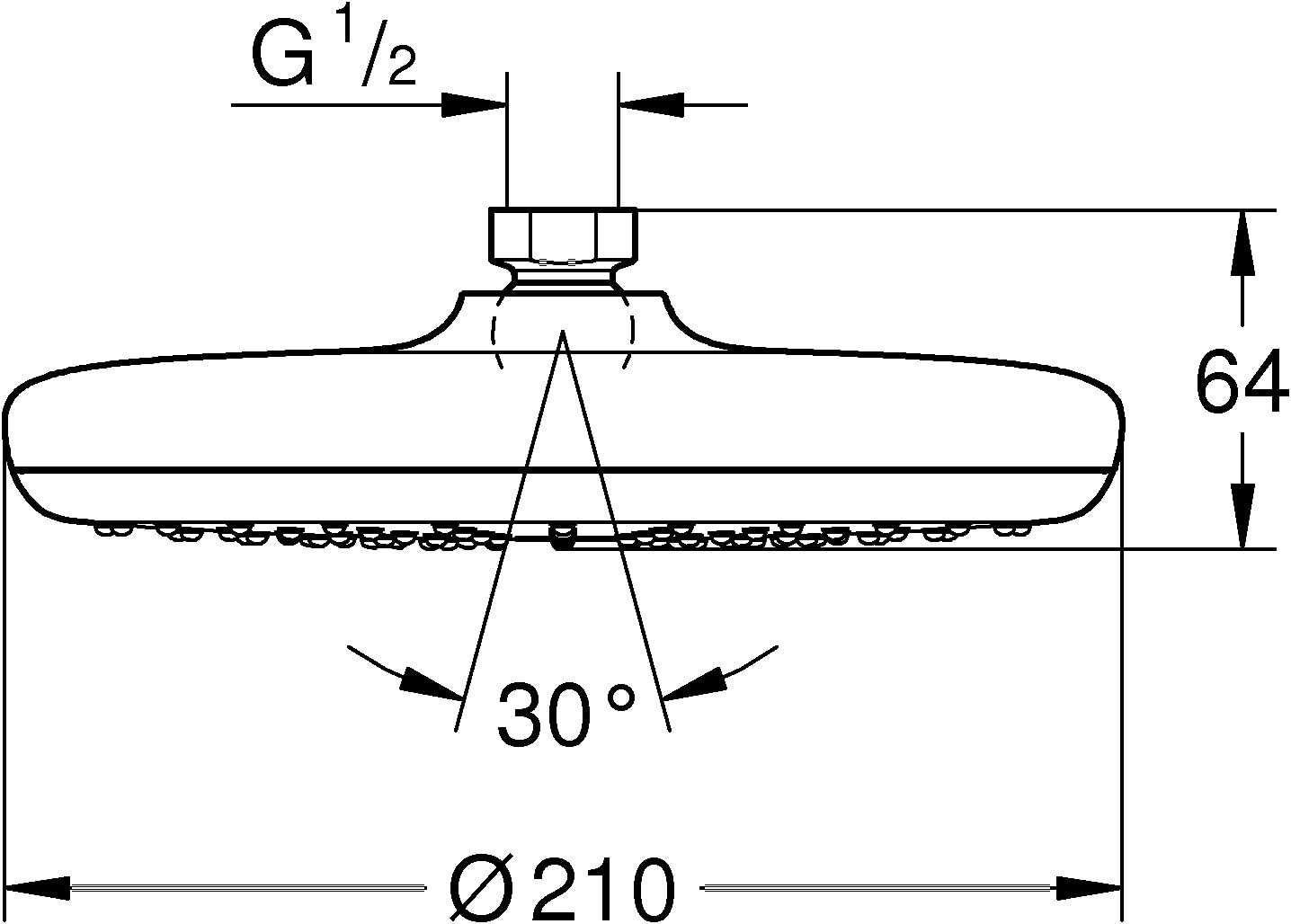 Thumbnail 4 de GROHE Douche de tête Vitalio Start 210 – jet Pluie, 1 jet, Ø210 mm, économie d’eau, installation facile