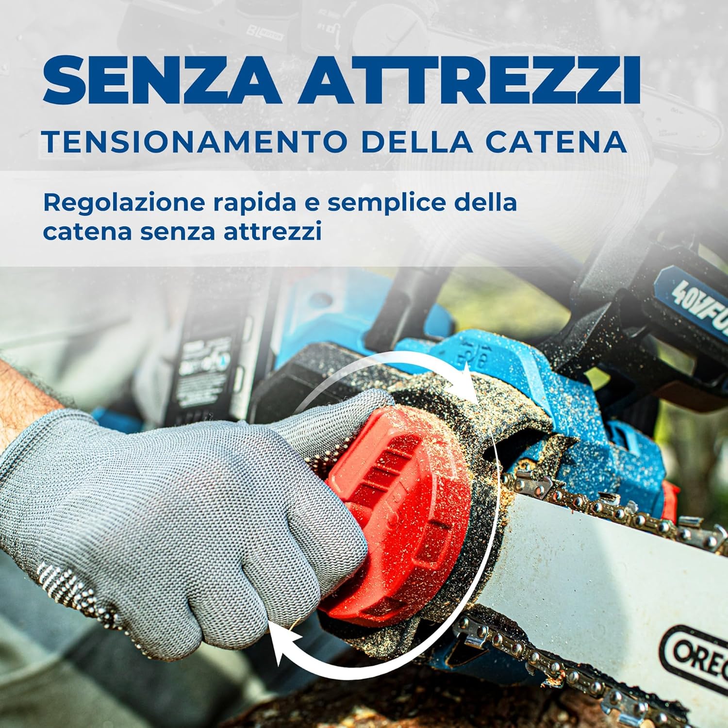 Detalle de DongCheng Motosega a Batteria senza Spazzole 40 V (2 × 20) con guida Oregon e catena 38 cm