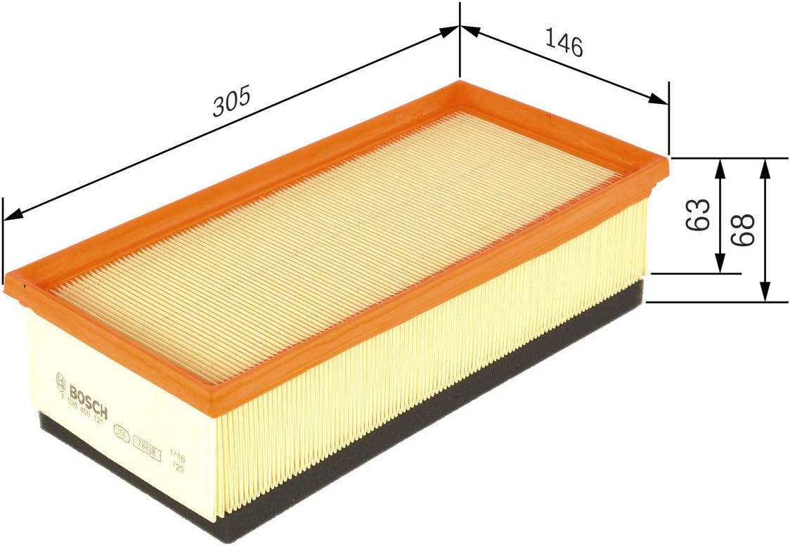 Detalle de Bosch S0121: Filtre à Air Automobile — Cartouche efficace pour une admission d’air plus propre