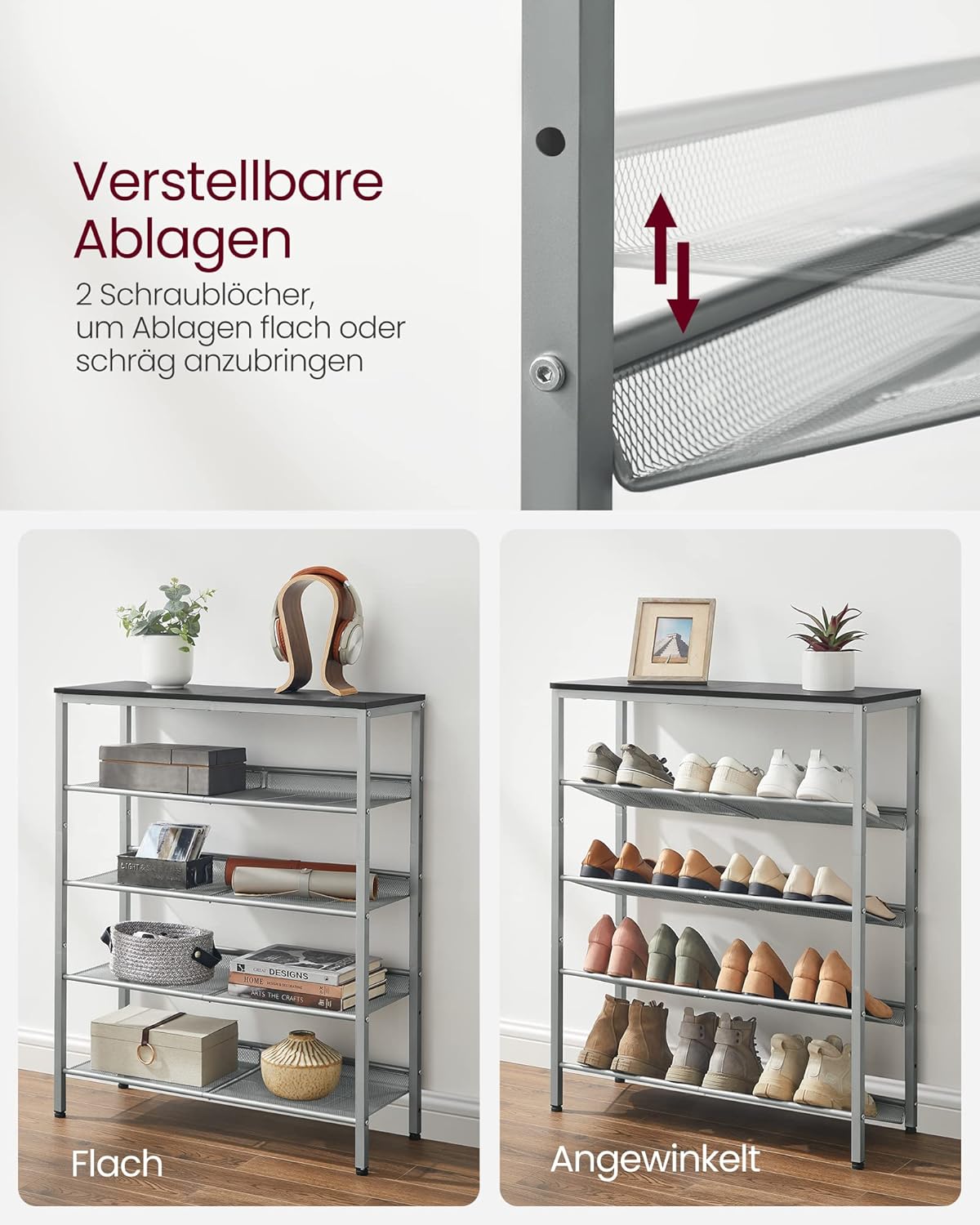 Thumbnail 5 de VASAGLE Schuhregal LBS038E22 mit 5 Ebenen – platzsparende Schuhablage im Industrie-Style