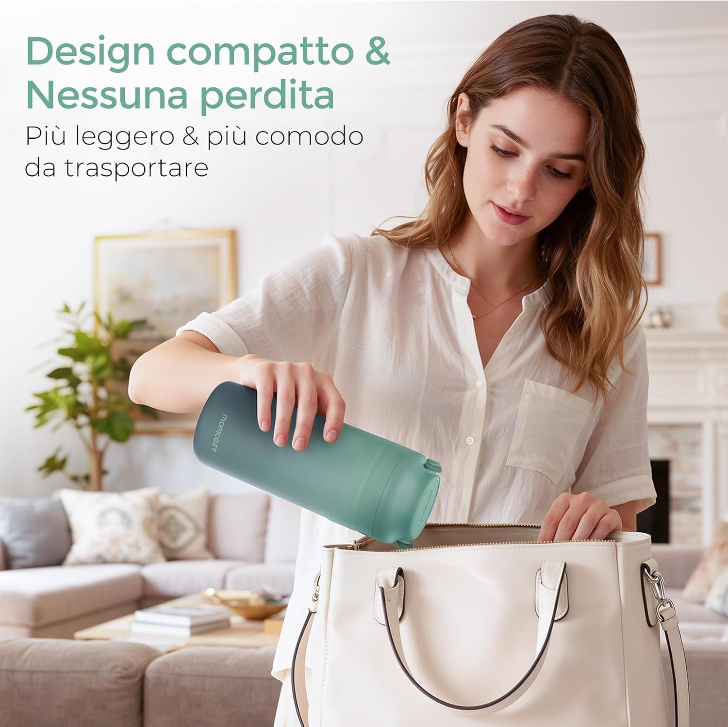 Detalle de Momcozy Refrigeratore Portatile per Latte Materno — Conservazione 24H senza ghiaccio, Bottiglia 355ml a prova di perdita