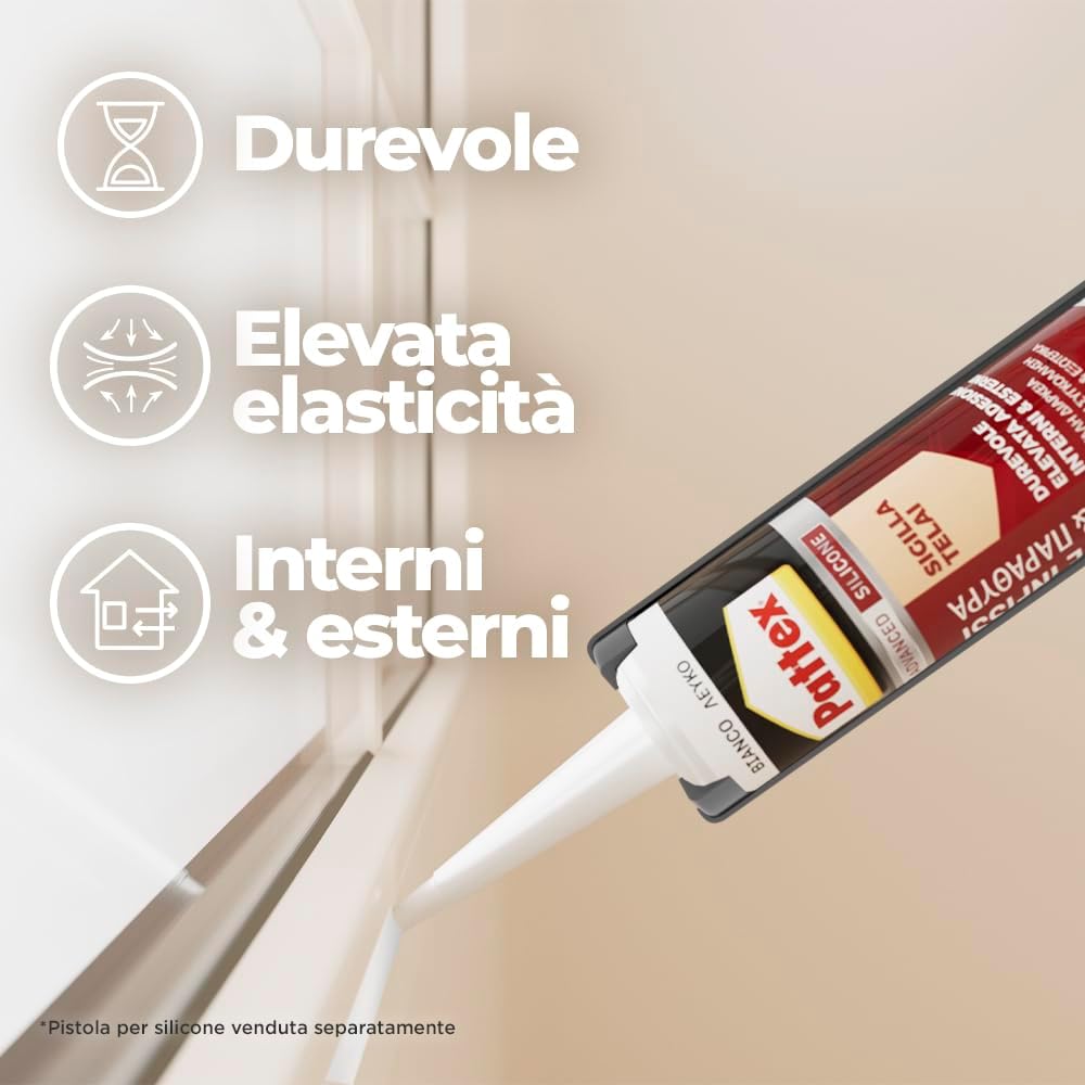 Detalle de PATTEX Silicone Sigillante per Finestre e Infissi 280 ml