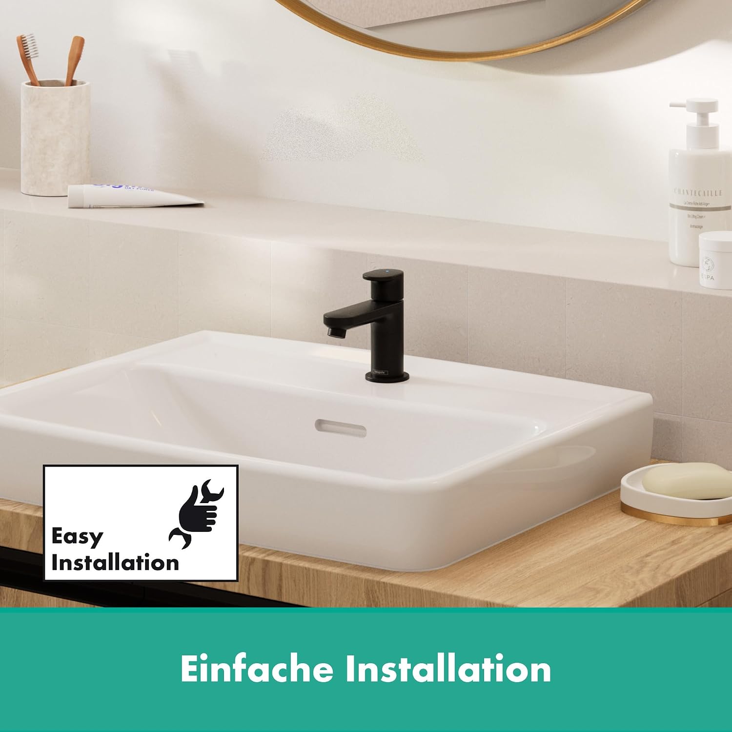 Detalle 2 de Hansgrohe Vernis Blend Robinet de lave-mains noir mat – eau froide, 71583670