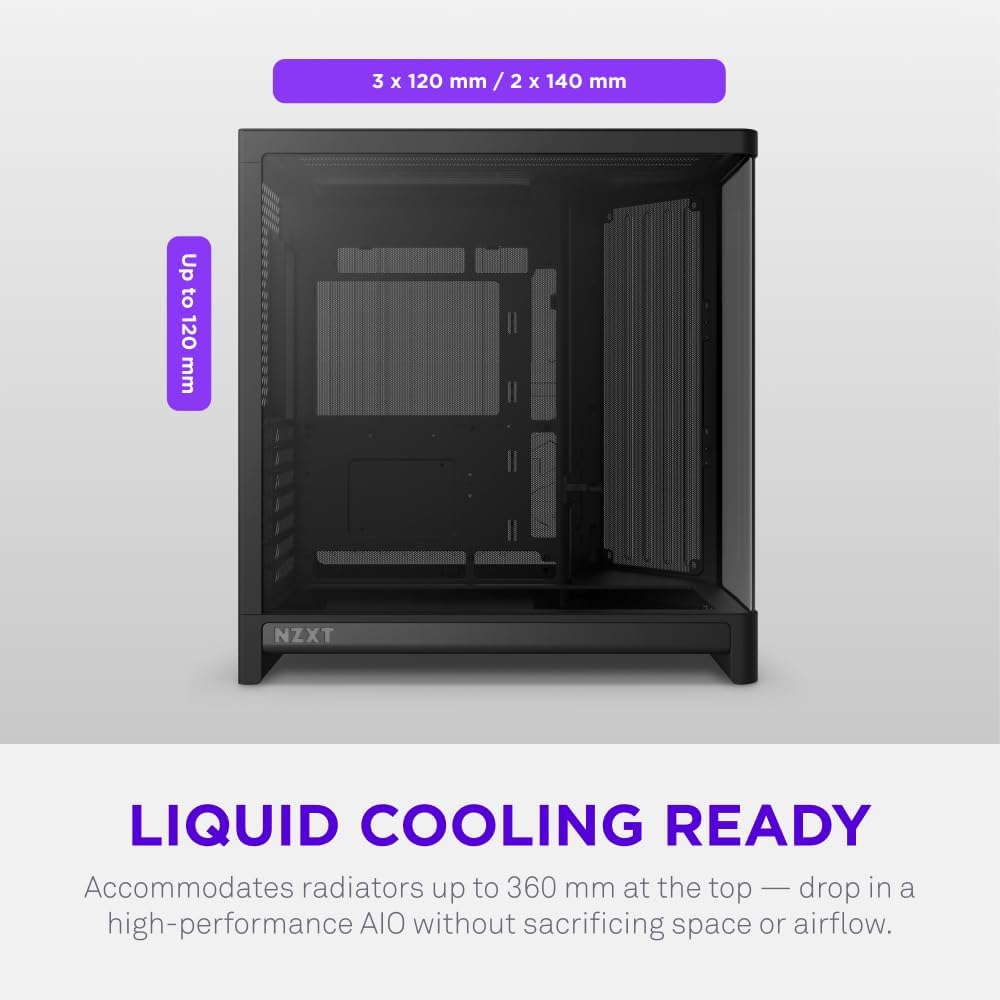 Thumbnail 6 de NZXT H6(2026) Black ミドルタワーPCケース 強化ガラス・最大10基ファン対応 CC-H62FB-01