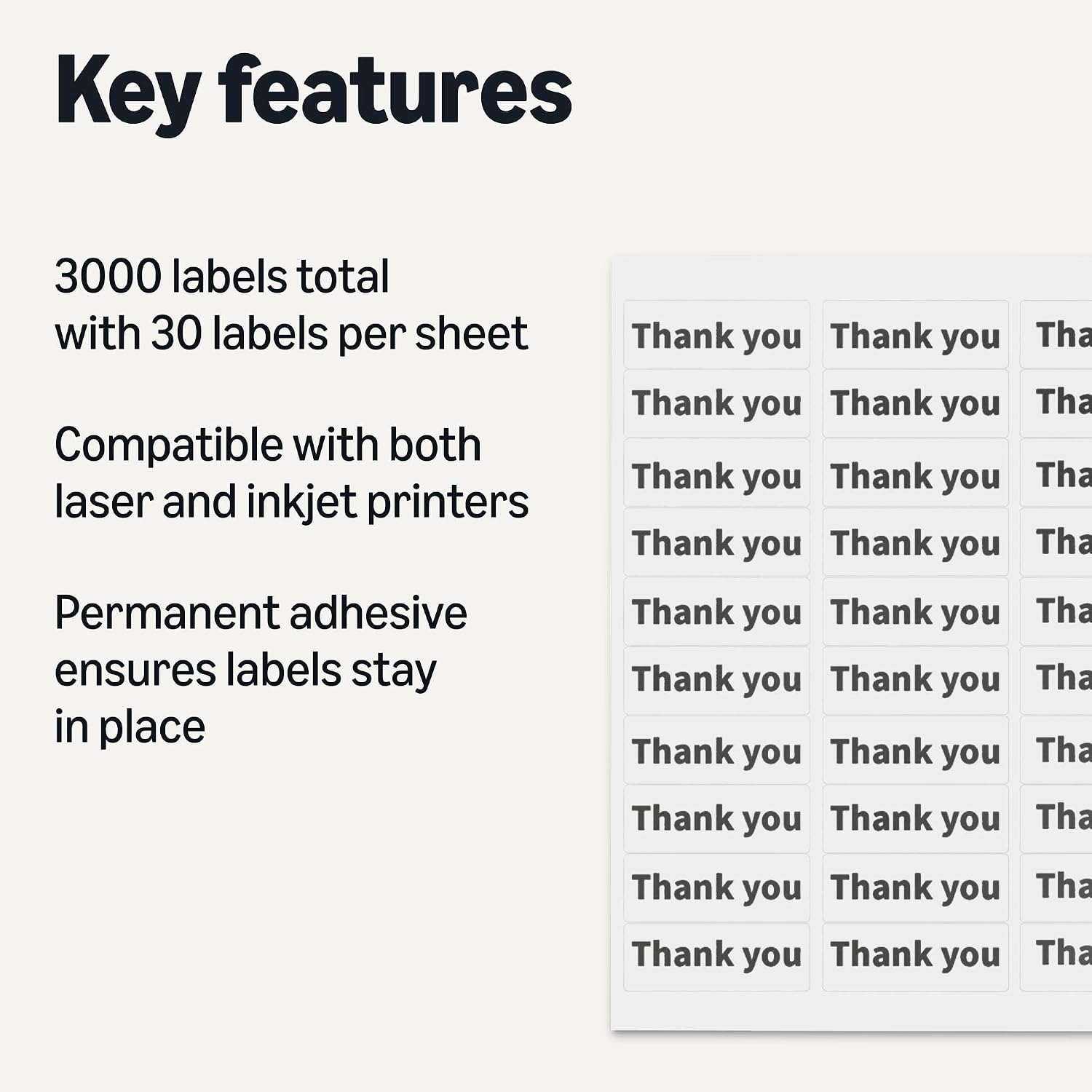 Detalle 2 de Amazon Basics Printable Address Labels, White, 1" x 2-5/8", 3000 Blank Mailing Labels
