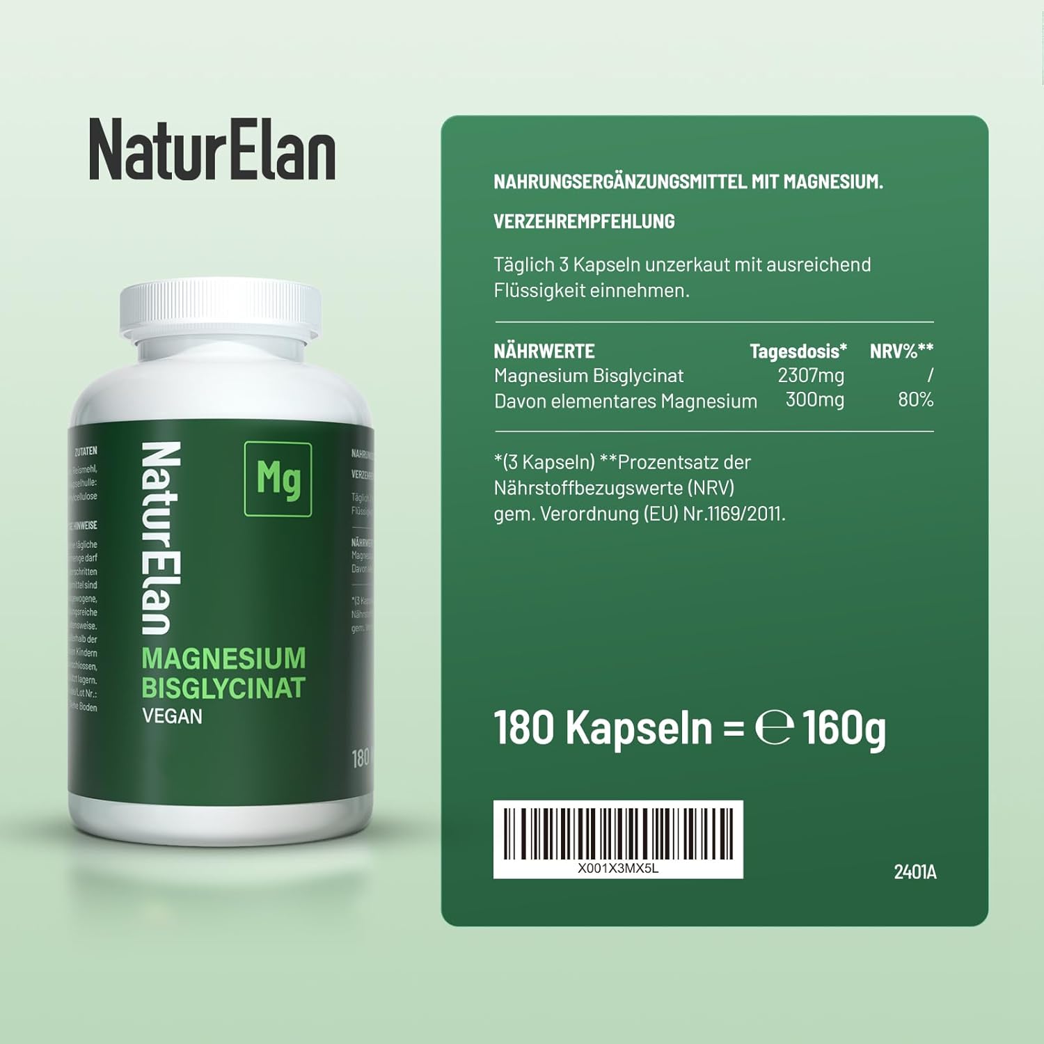 Thumbnail 5 de Magnesium Bisglycinat 300 mg Tagesdosis — 180 vegane Kapseln 💊