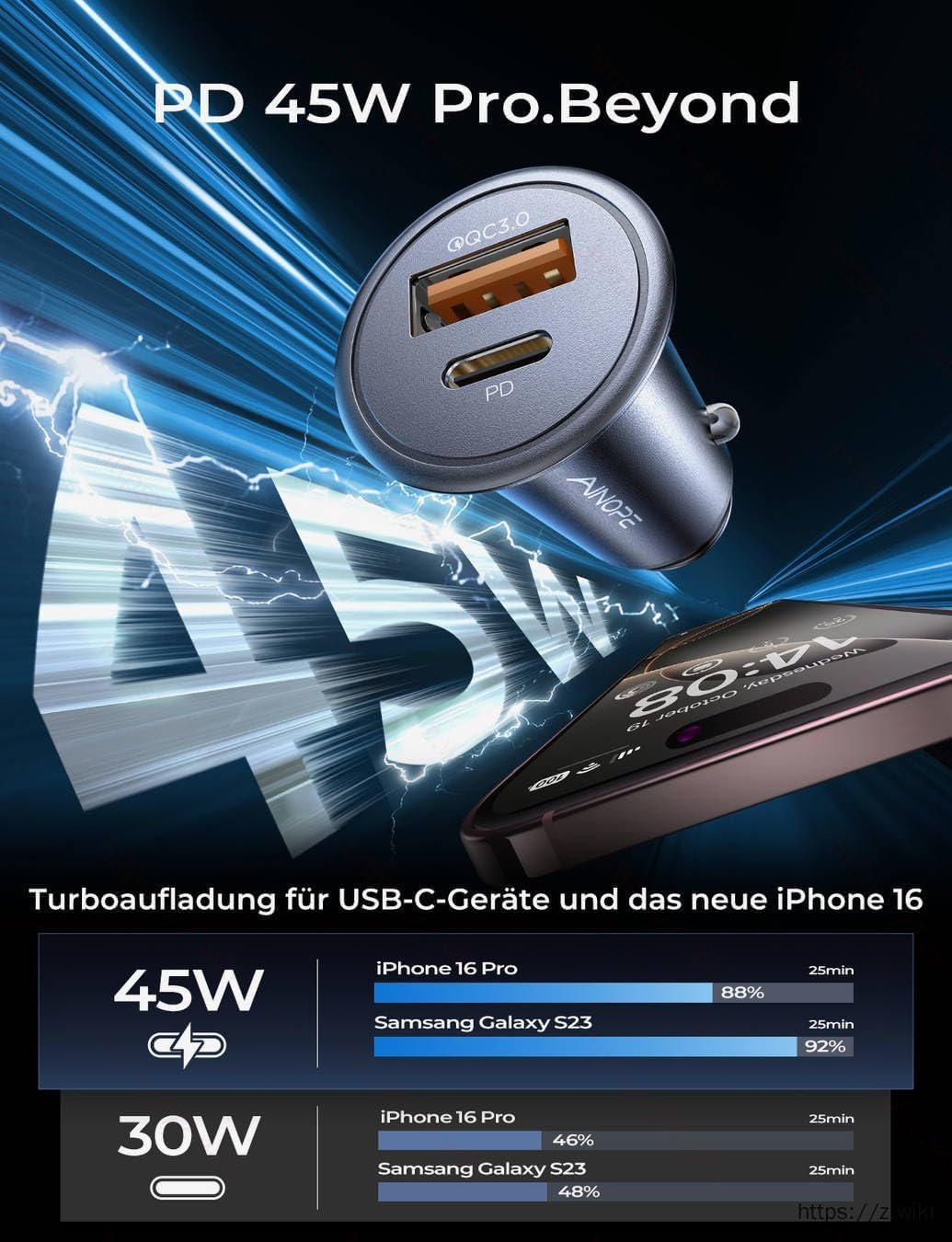 Thumbnail 5 de AINOPE 67.5W USB C Auto Ladegerät 45W