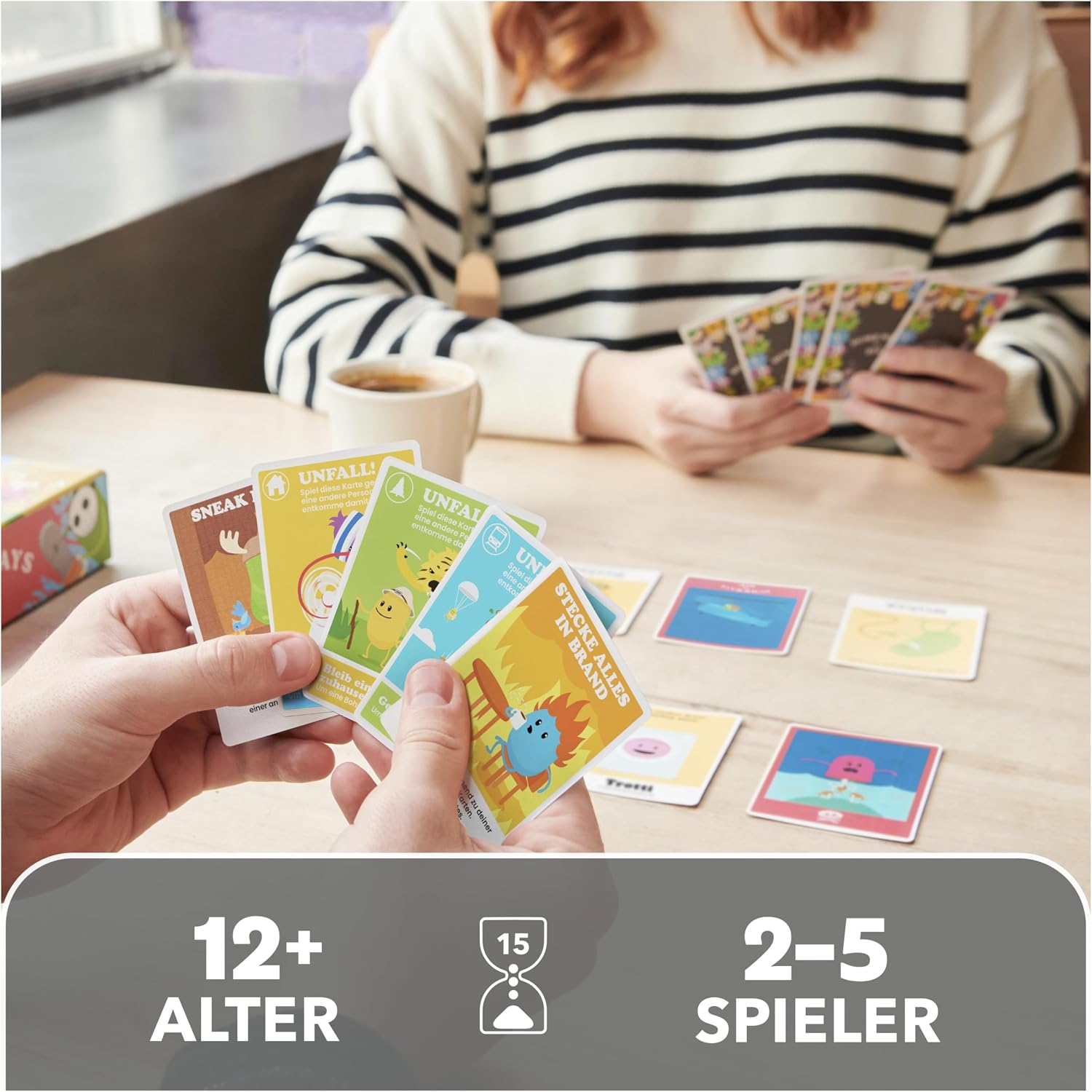Detalle 2 de Dumb Ways to Die – rasant-gemeines Kartenspiel (deutsche Ausgabe) von Spin Master Games