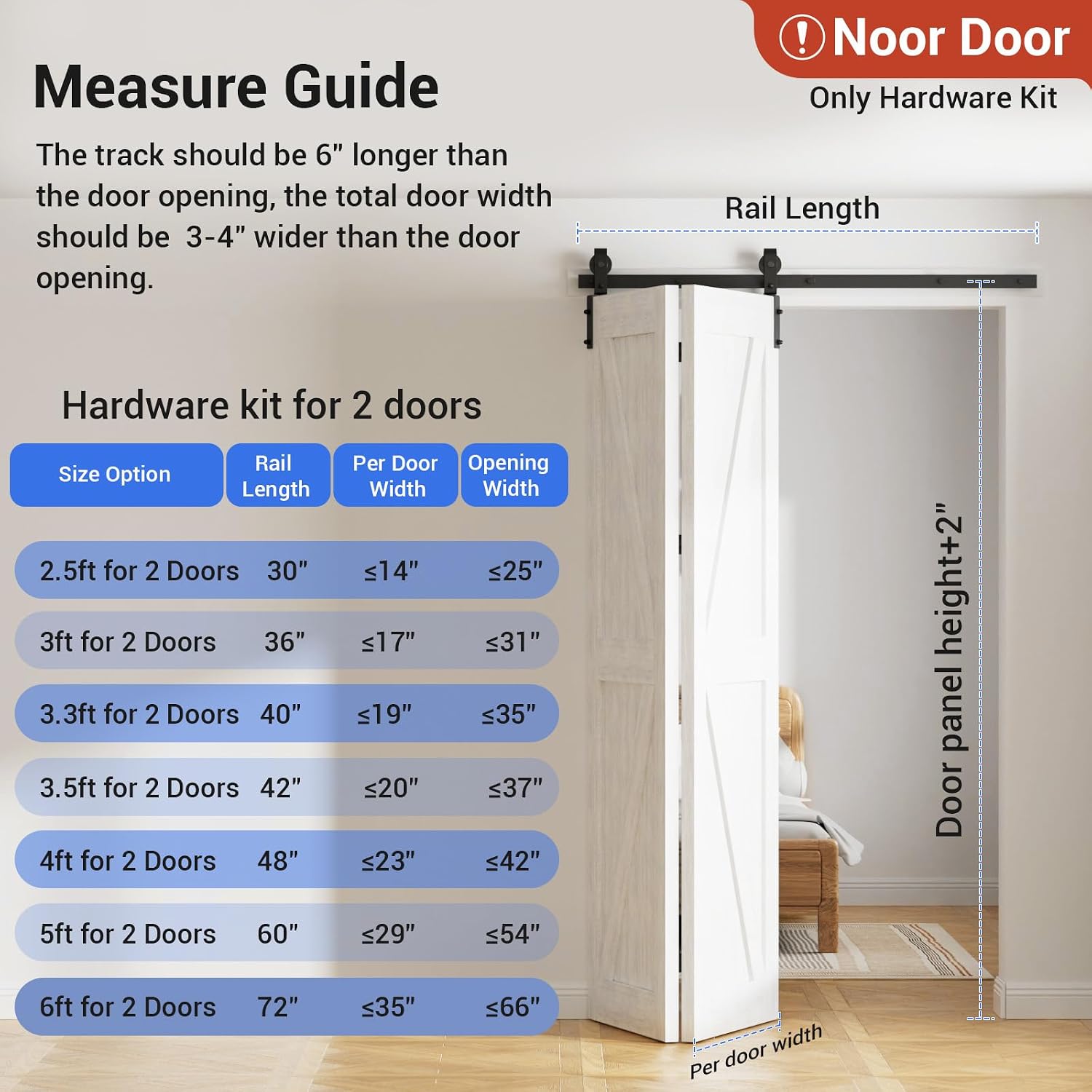Thumbnail 6 de Binario per Porta Scorrevole Bifold Kit 102 cm – набор per porte scorrevoli interne/esterne, colore nero satinato