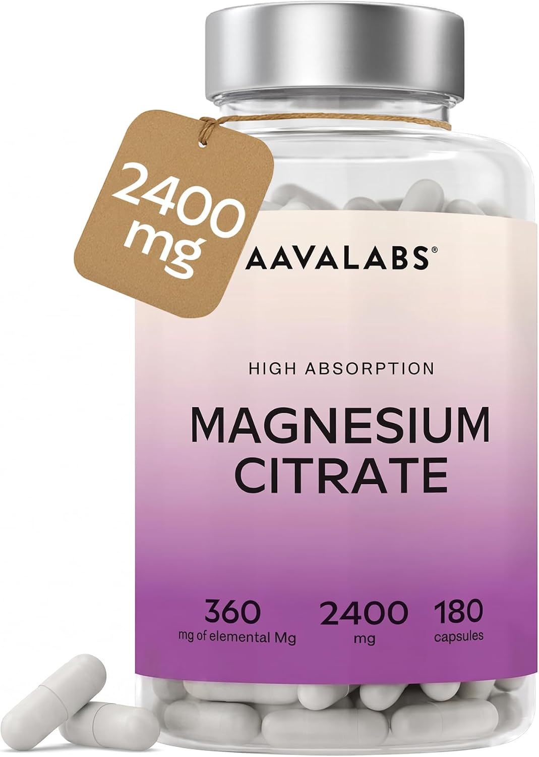 Detalle de AAVALABS Mg_B_120_785339922970 magnesiumcitraatcapsules, vegan, 360 mg magnesium