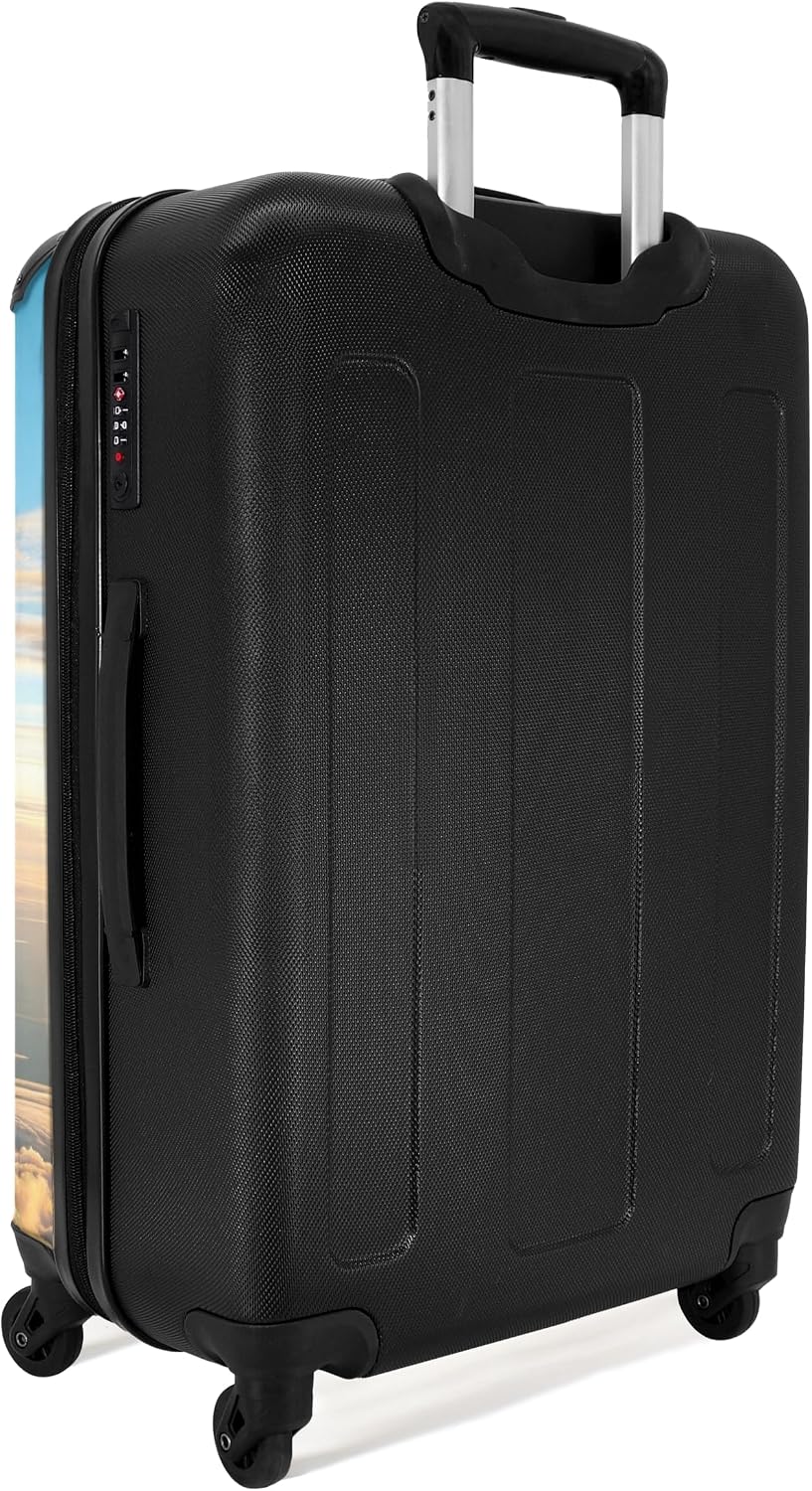 Detalle de NoBoringSuitcases.com Valigia Bambini Leone dorato-marrone con serratura TSA, 67 cm e 72 L