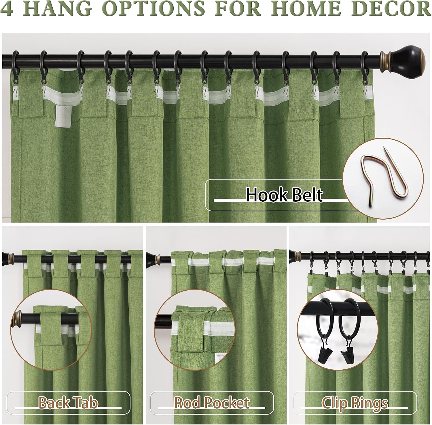 Detalle 2 de DUALIFE Blackout Curtains, 50 x 132 Inches