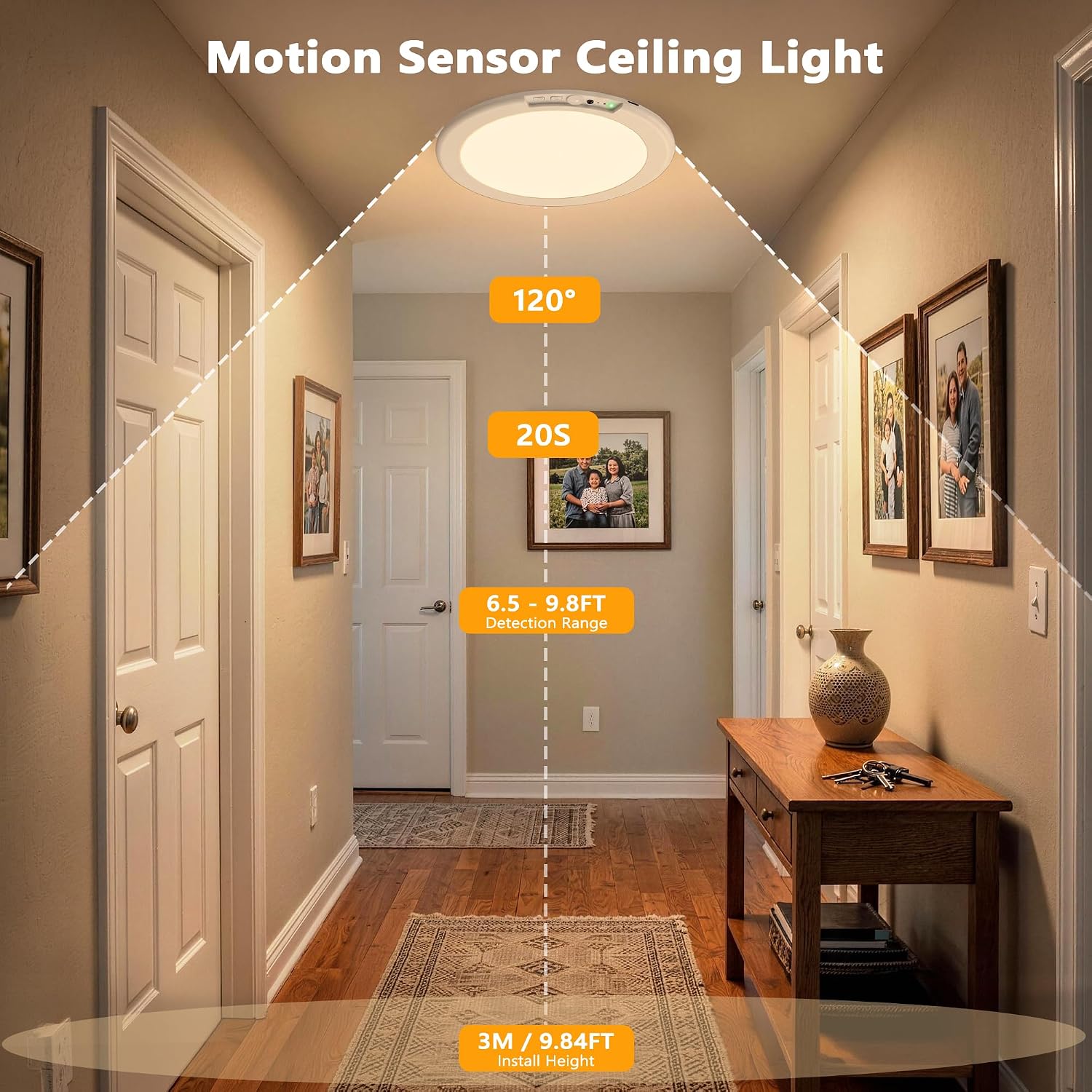 Thumbnail 2 de ODEETRONIC Rechargeable Motion Sensor LED Ceiling Light with Remote