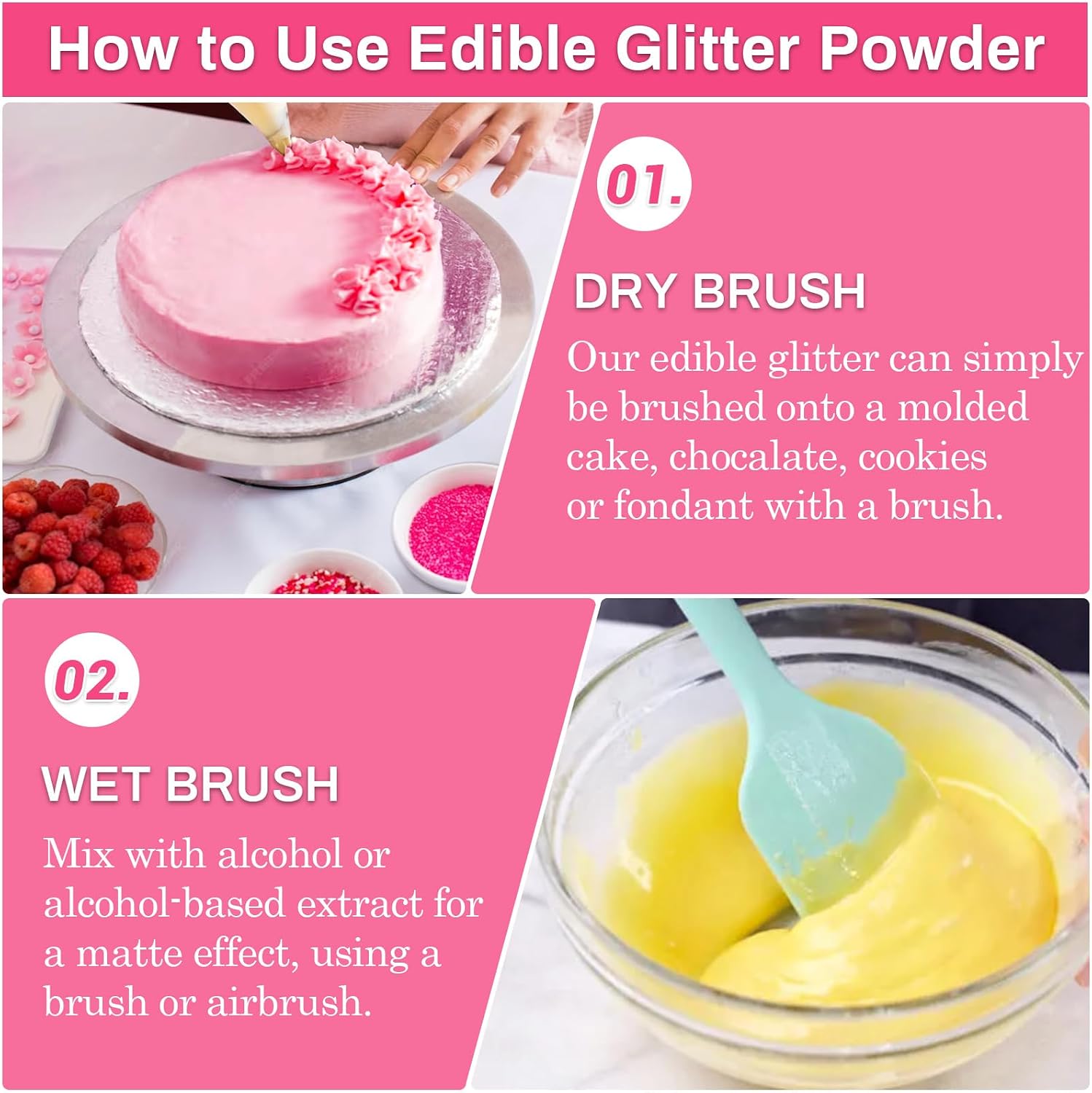 Detalle 1 de LUCPICT eetbare glitter voor dranken en gebak, 4 stuks, 3 g